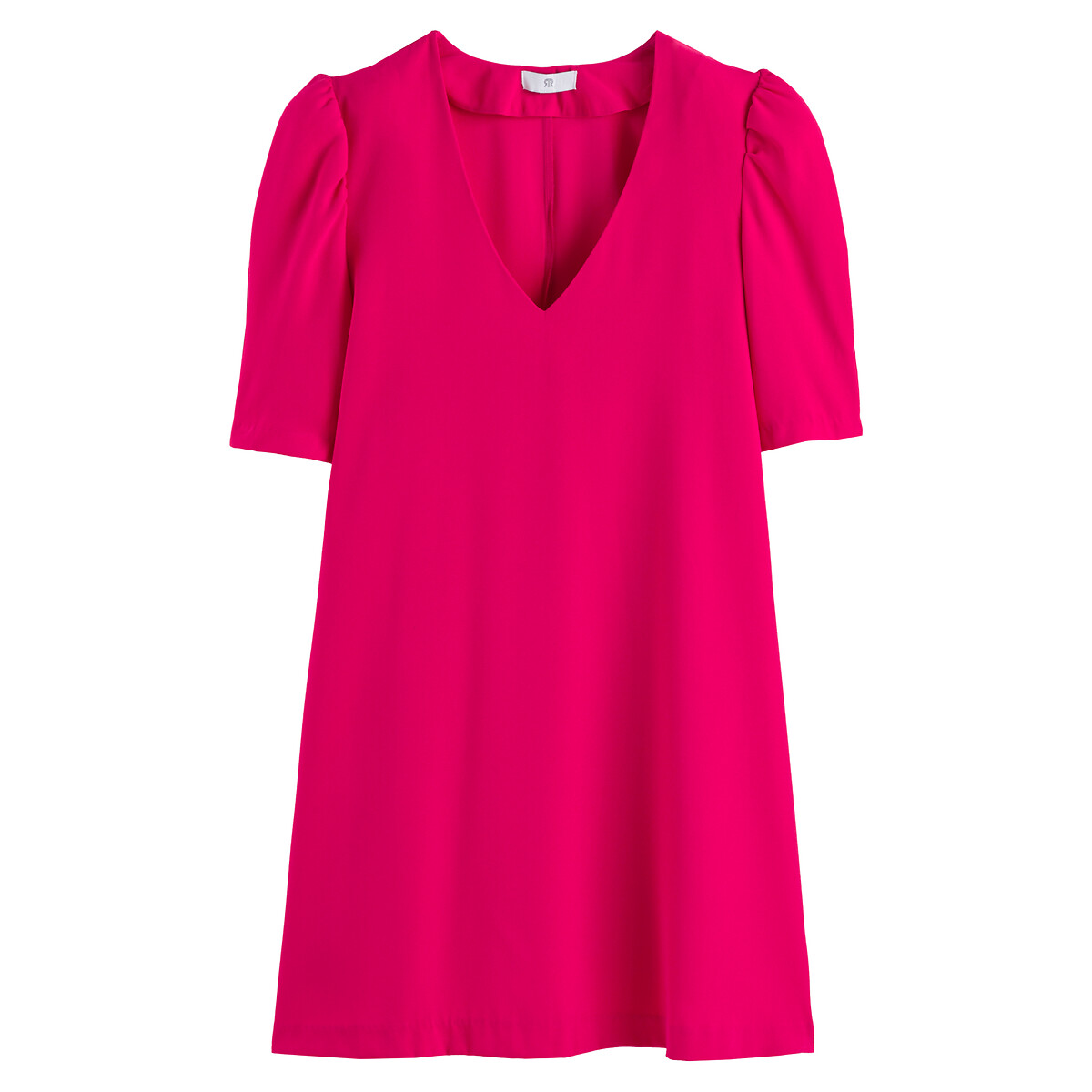 Платье Короткое с V-образным вырезом короткие рукава 42 розовый LaRedoute, размер 42 - фото 5