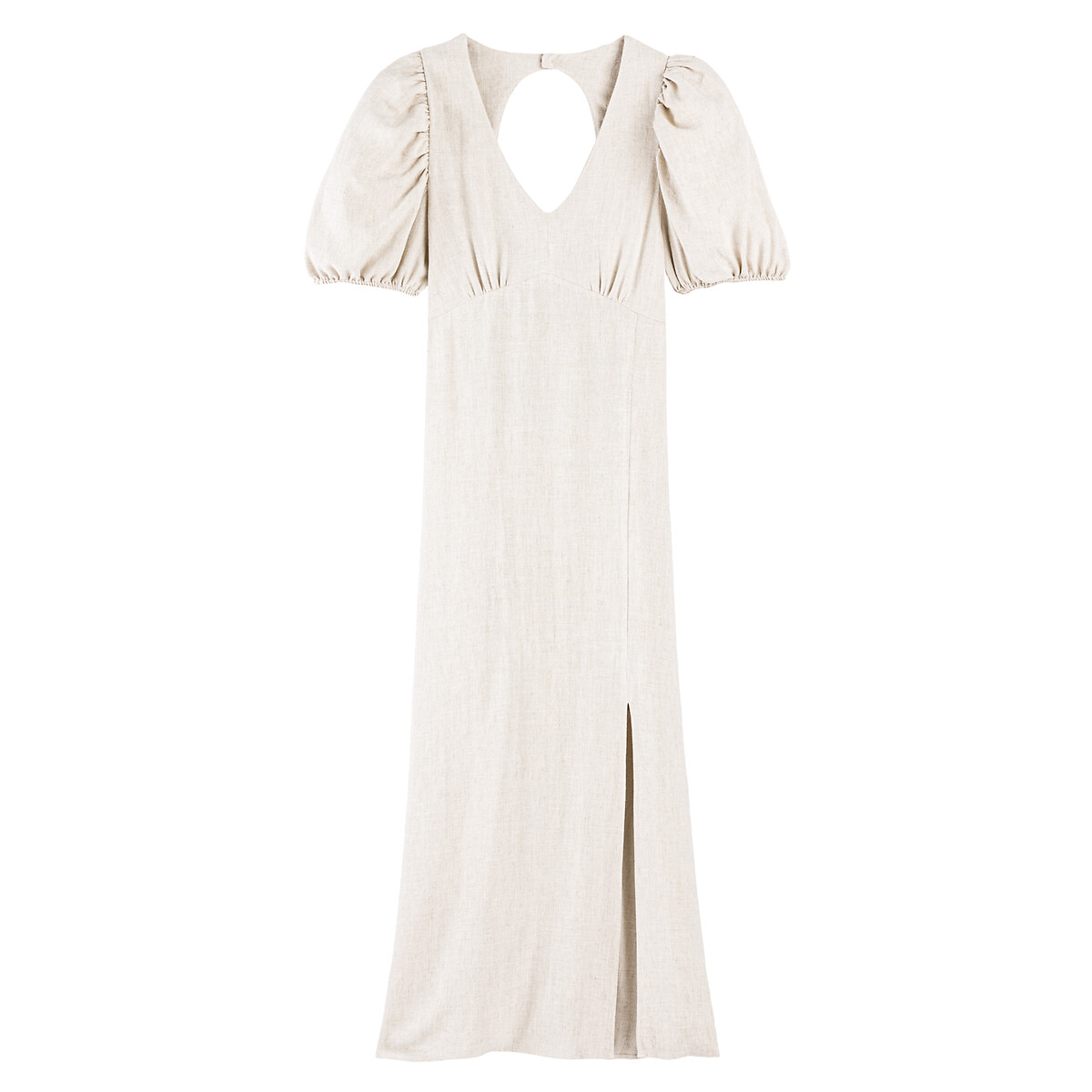 Платье LA REDOUTE COLLECTIONS Длинное расклешенное с V-образным вырезом декольте на спинке 46 бежевый, размер 46 - фото 5