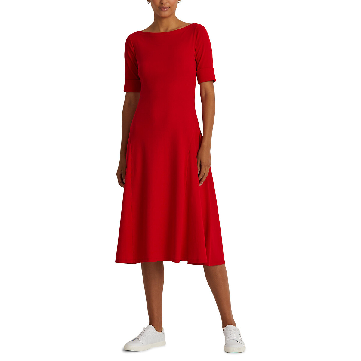 

Платье-миди LAUREN RALPH LAUREN, Красный, Расклешенное с короткими рукавами L красный