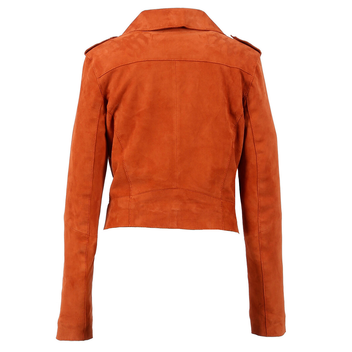 Куртка LaRedoute Короткая на молнии из козьей кожи ZULINA XS оранжевый, размер XS - фото 2