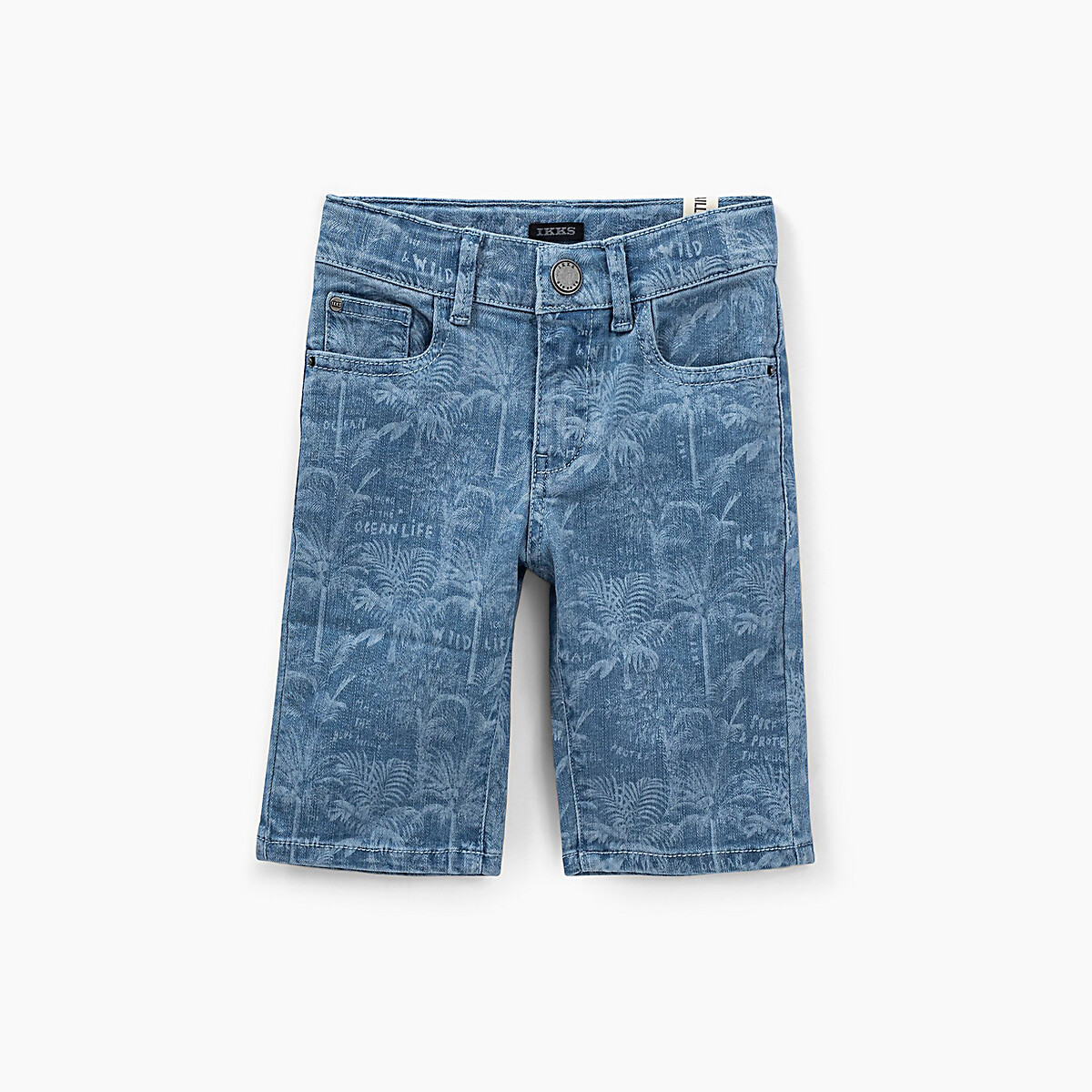 Bermudas estampadas em ganga, 5-14 anos