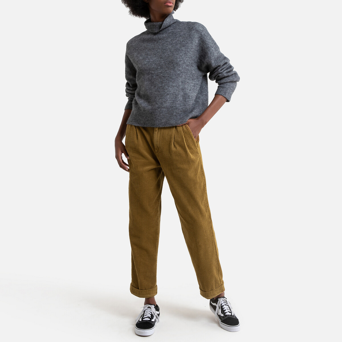 Пуловер La Redoute С воротником-стойкой из плотного трикотажа L серый, размер L - фото 2