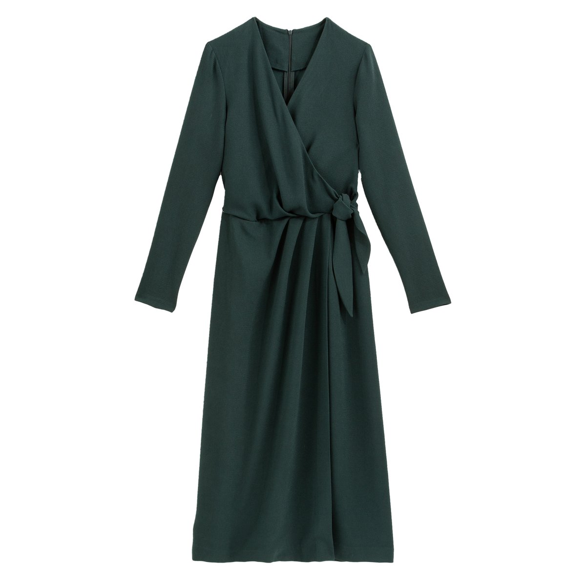 Платье La Redoute С эффектом с запахом длинные рукава 38 (FR) - 44 (RUS) зеленый, размер 38 (FR) - 44 (RUS) С эффектом с запахом длинные рукава 38 (FR) - 44 (RUS) зеленый - фото 1