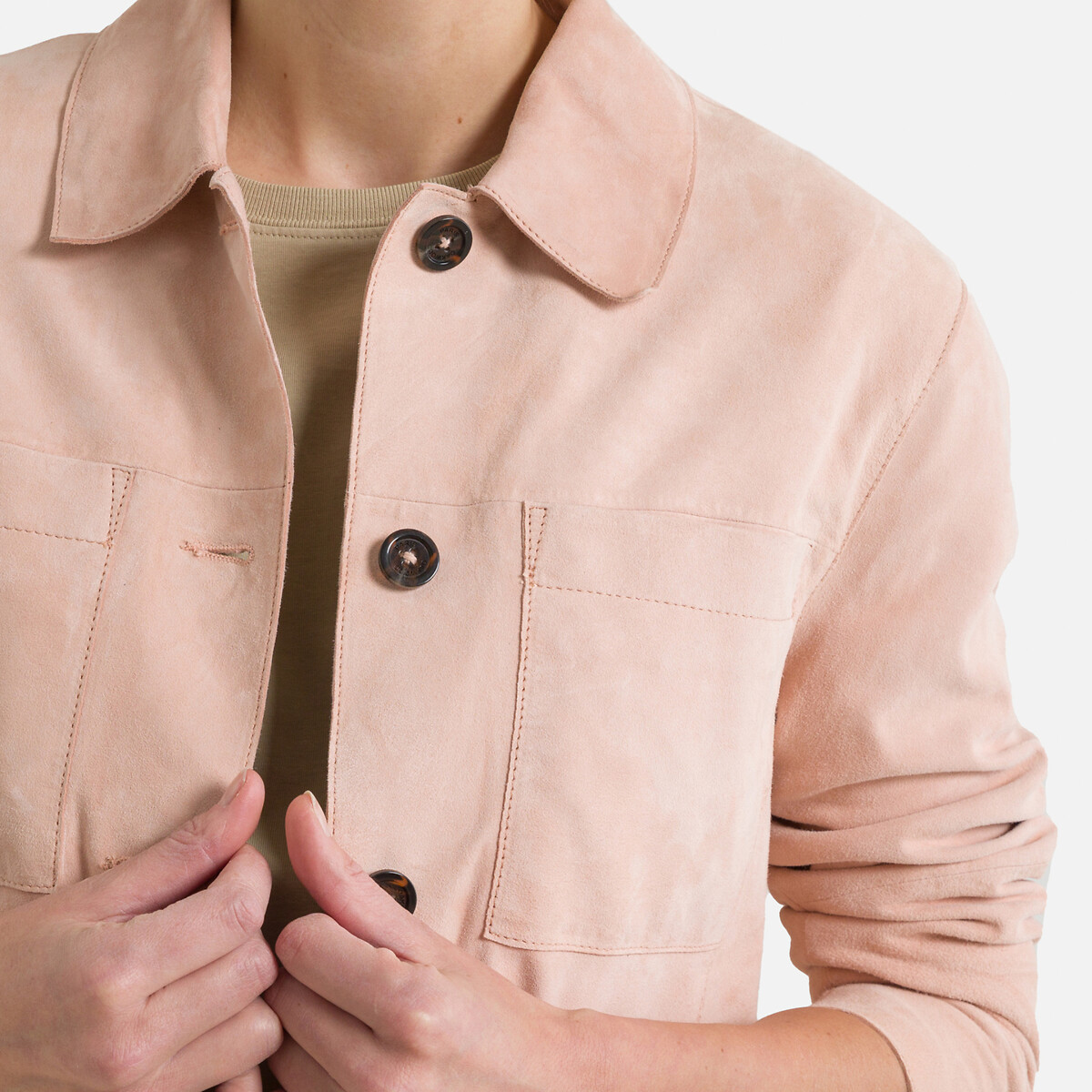 Куртка Укороченная из кожи на пуговицах MELANIE M розовый LaRedoute, размер M - фото 3