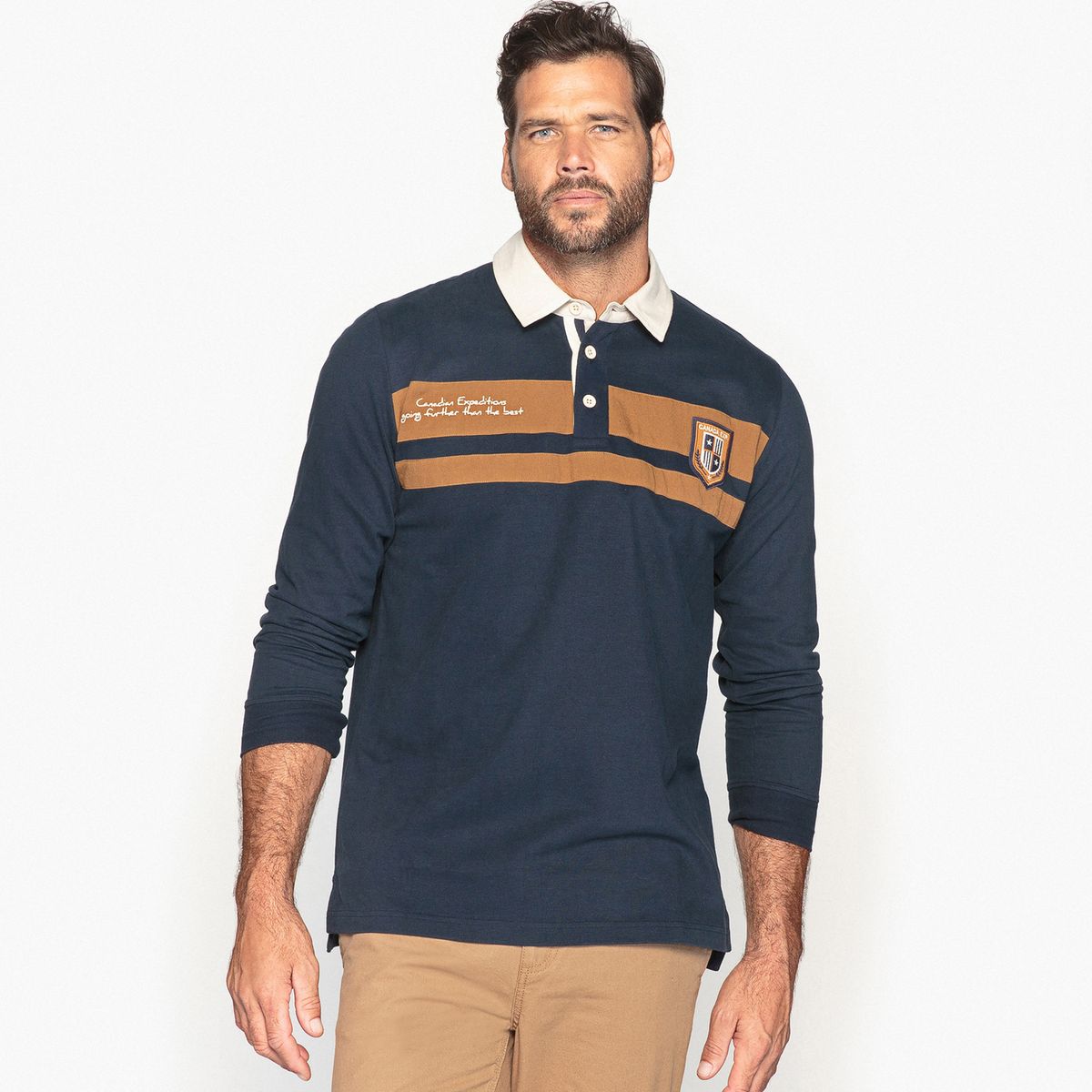 Polo bicolore, manches longues