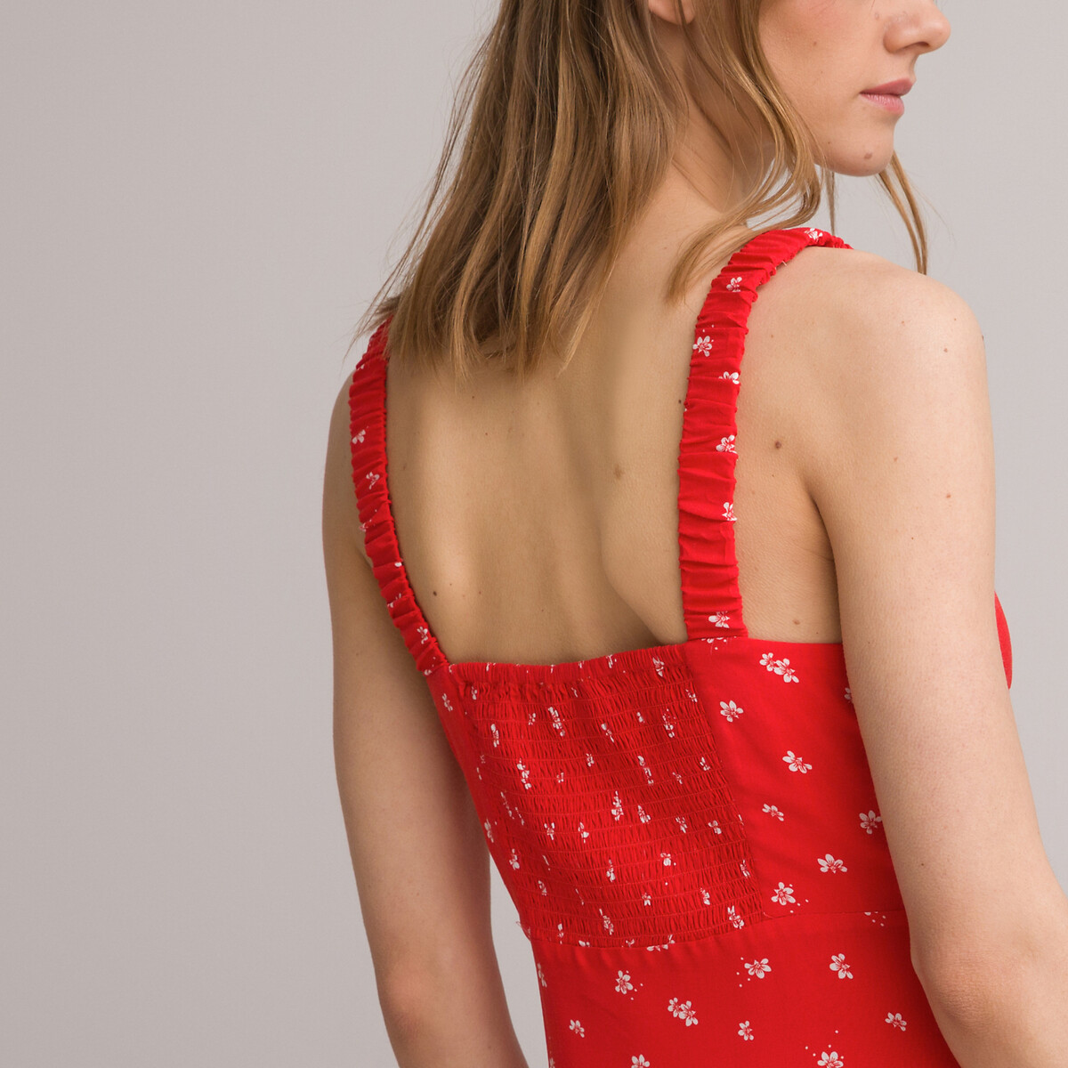 Платье LA REDOUTE COLLECTIONS С бретелями на пуговицах с цветочным принтом 42 красный, размер 42 - фото 3