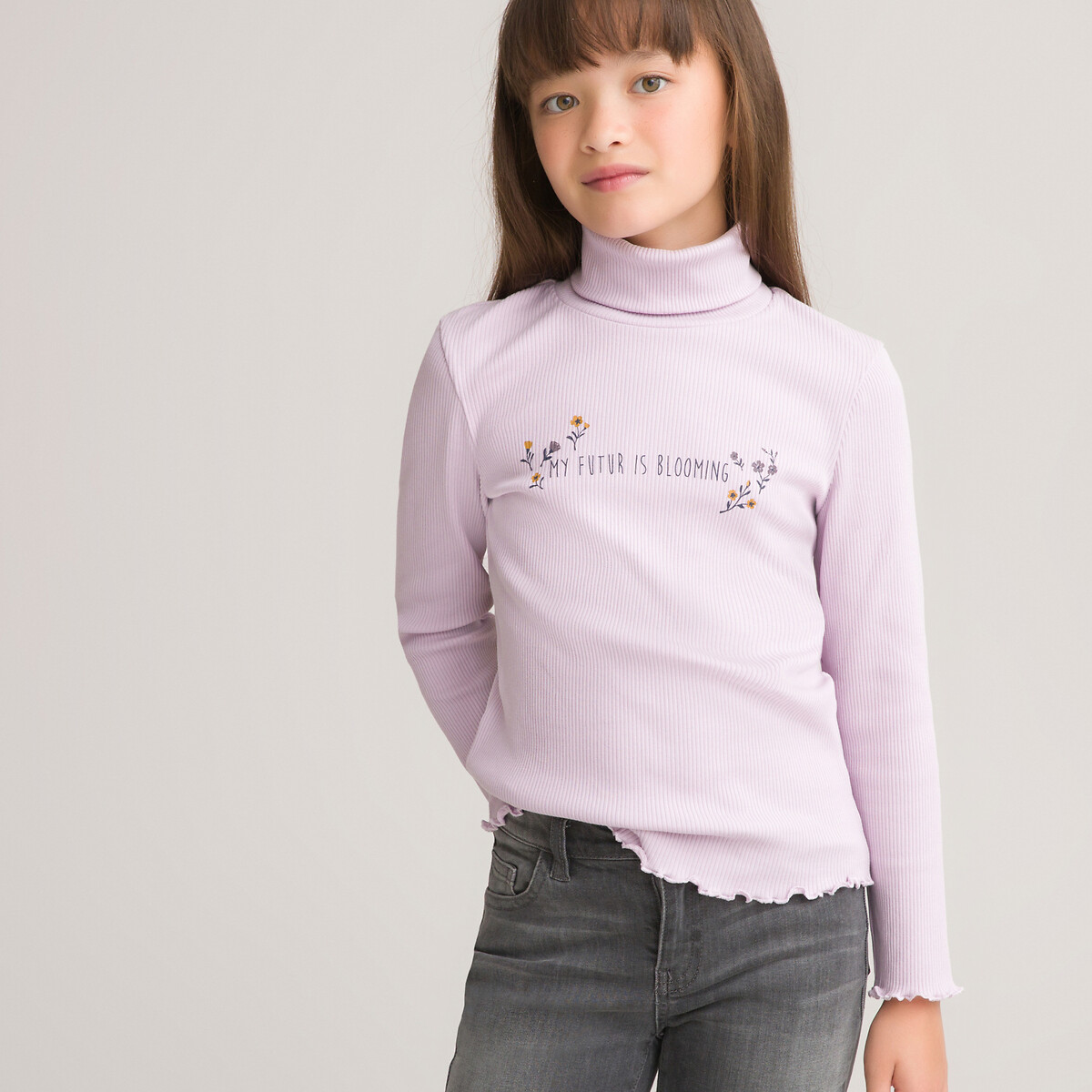 Пуловер LaRedoute Тонкий в рубчик из биохлопка 3-12 лет 3 года - 94 см розовый, размер 3 года - 94 см