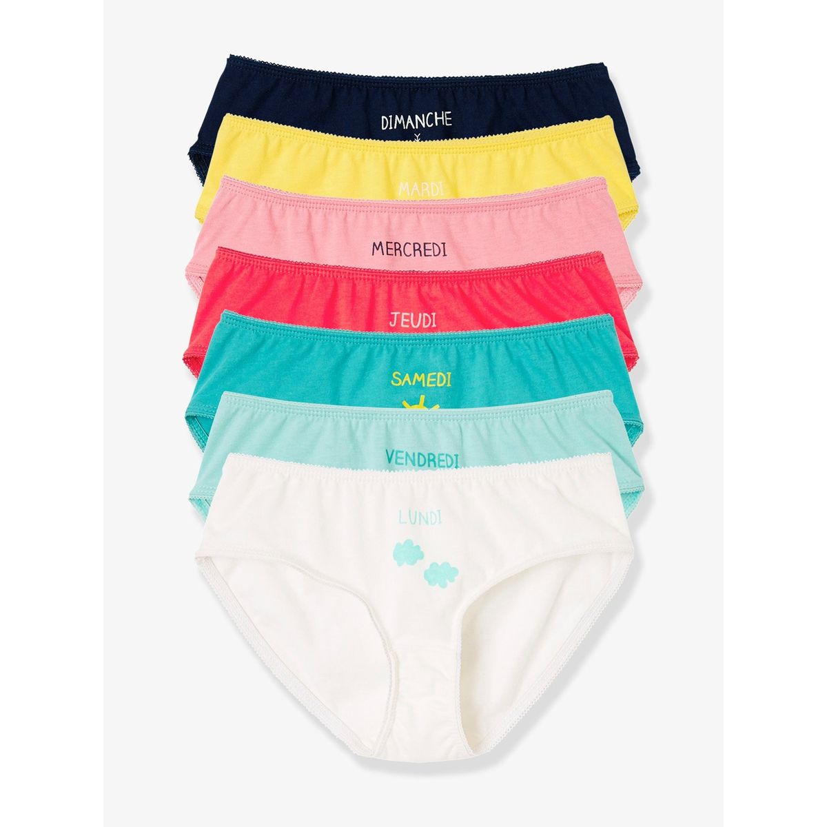 Lot de 7 culottes semainier fille