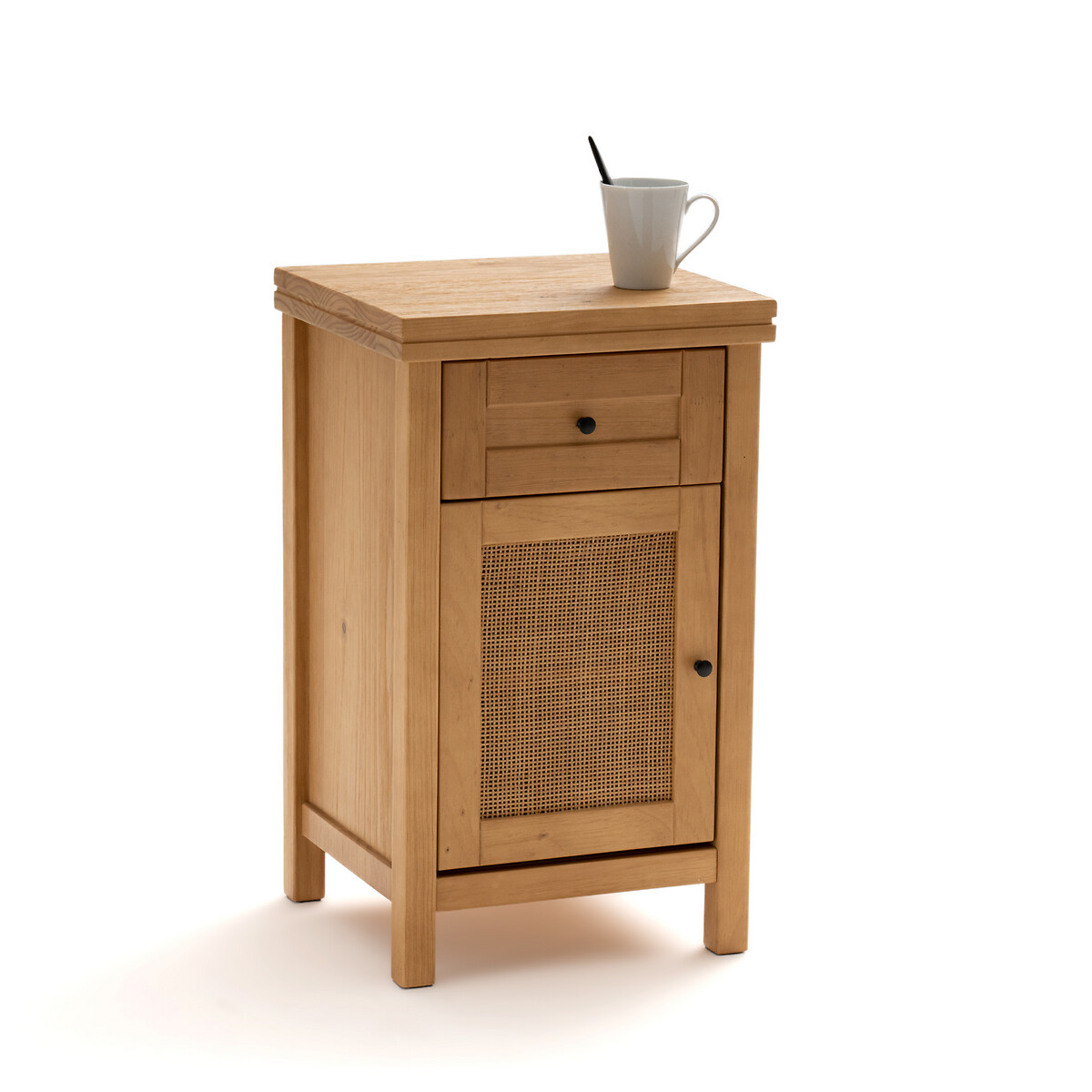 Image of Gabin Bedside Table with 1 Drawer & 1 Cane Cupboard