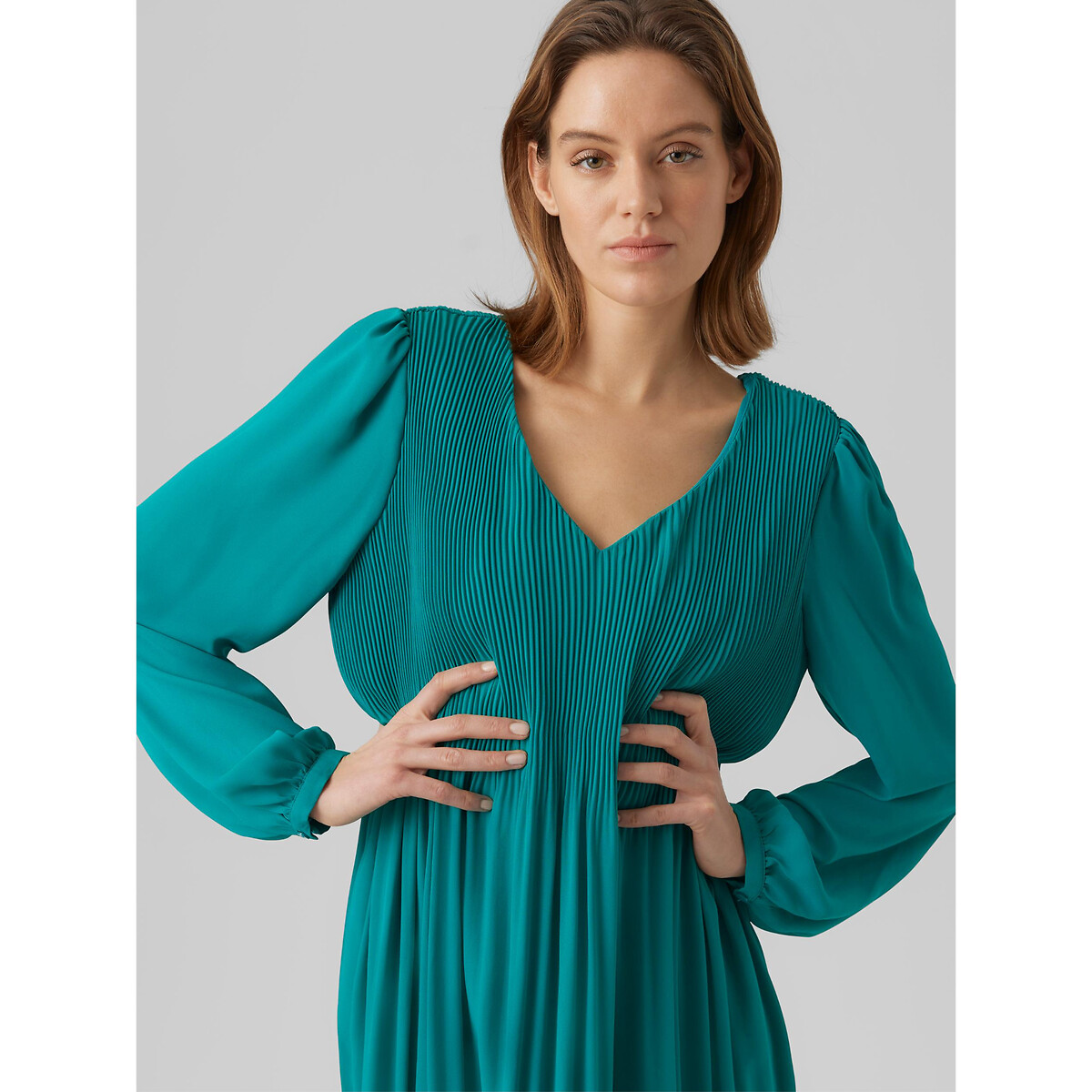 Платье короткое с плиссировкой завязки на спинке  XL синий LaRedoute, размер XL - фото 3