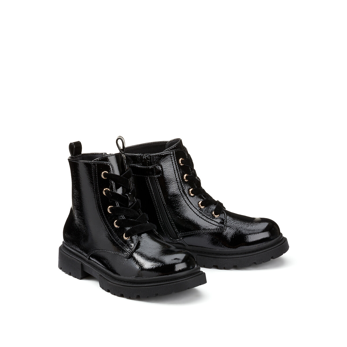 Ботинки Лакированные на молнии и шнуровке 28 черный LaRedoute, размер 28 - фото 2