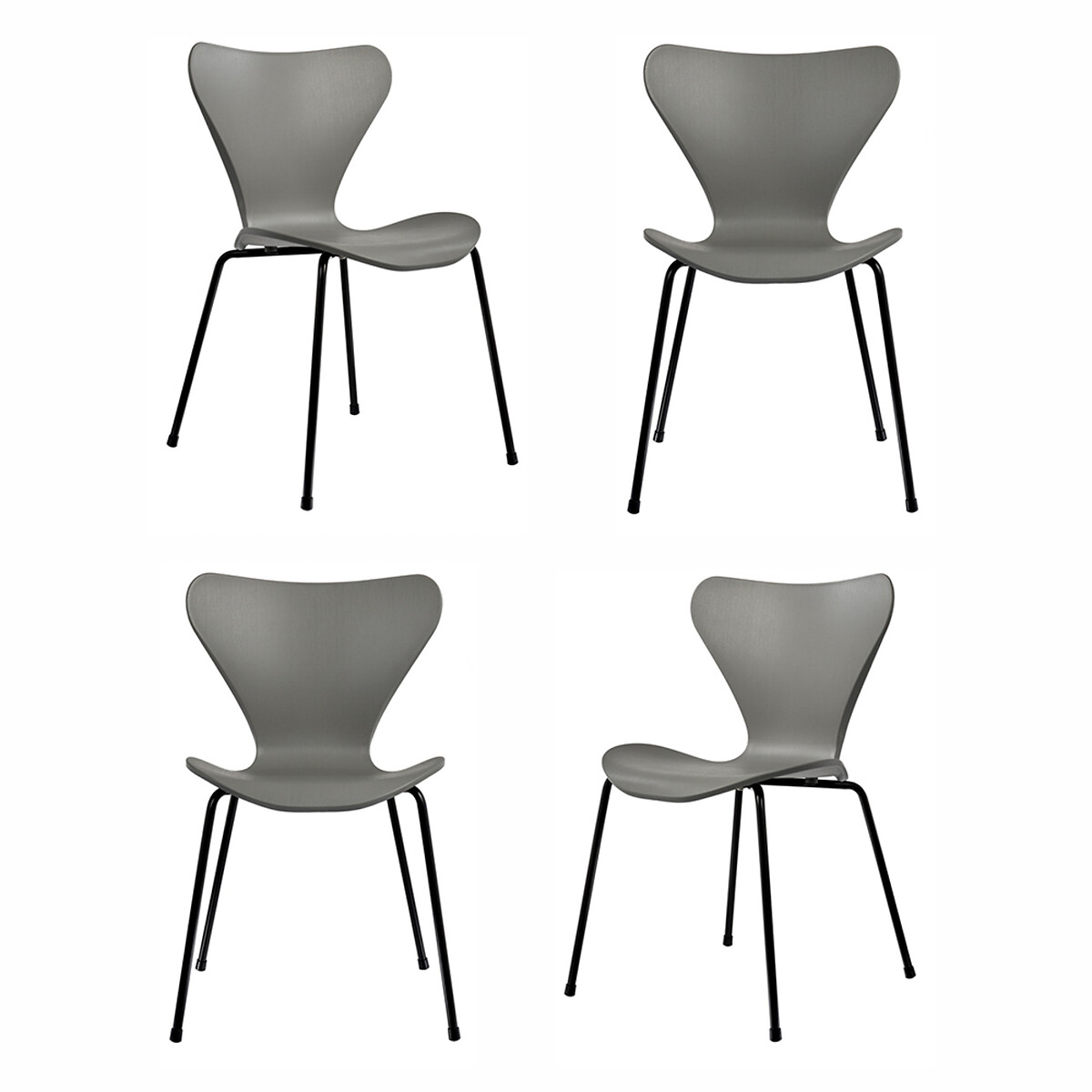 Комплект из 4-х стульев Seven Style  единый размер серый LaRedoute