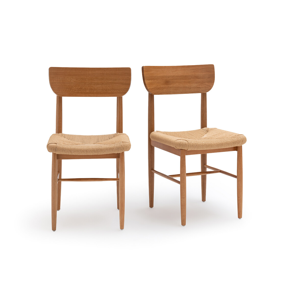 Комплект из 2 стульев из Массива дуба и плетения Andre единый размер каштановый
