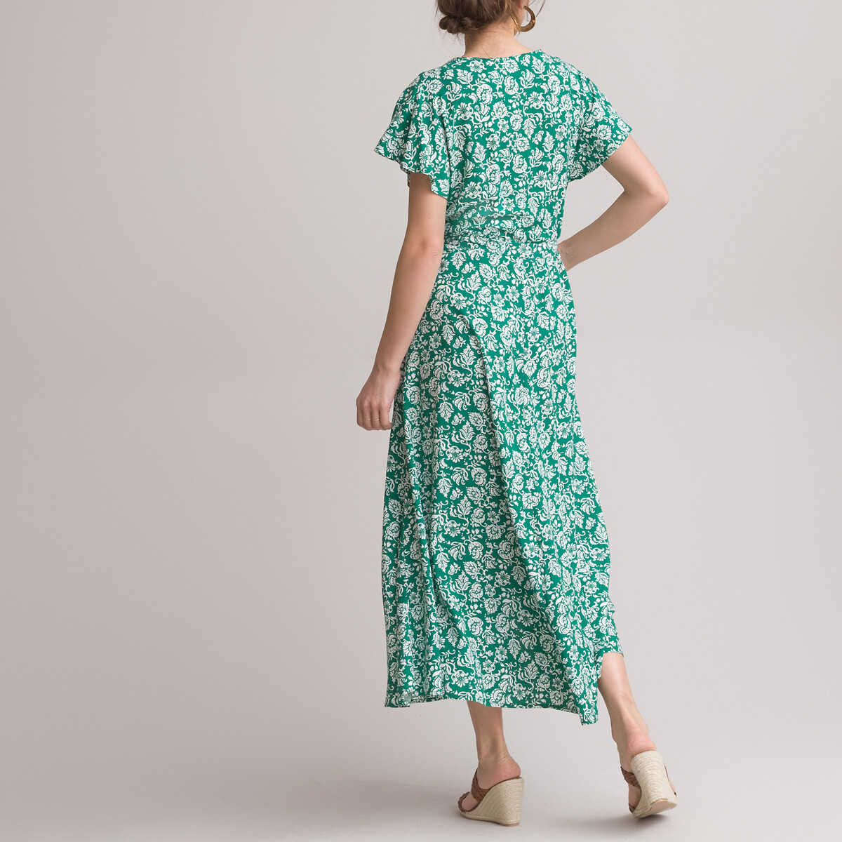 Платье ANNE WEYBURN Длинное расклешенное с цветочным принтом 44 зеленый, размер 44 - фото 4