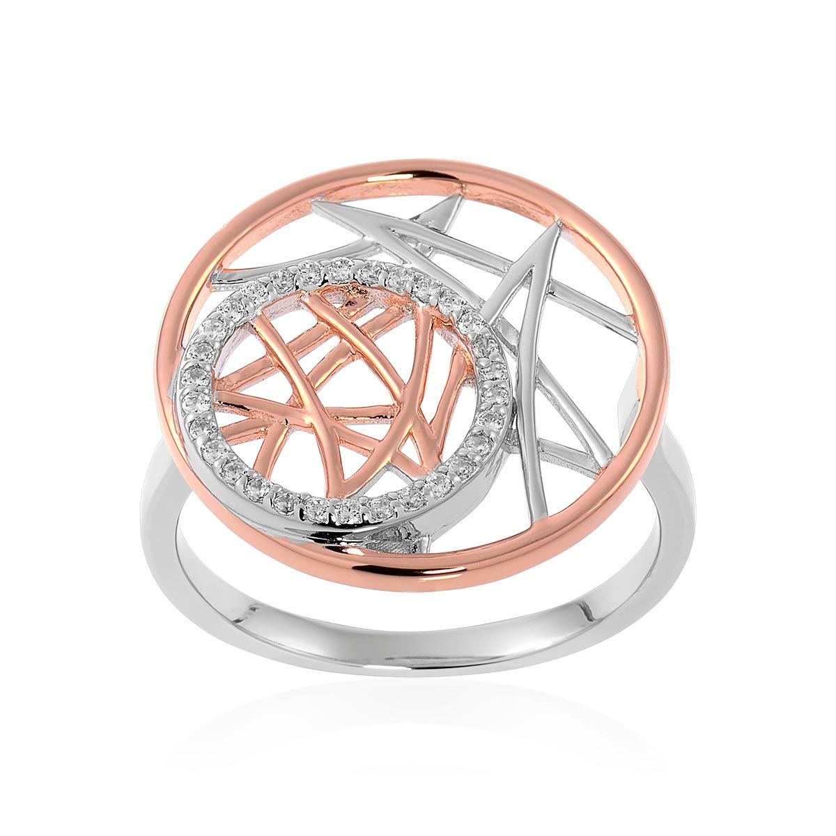 Bague en Argent 925/1000 Bicolore et Oxyde
