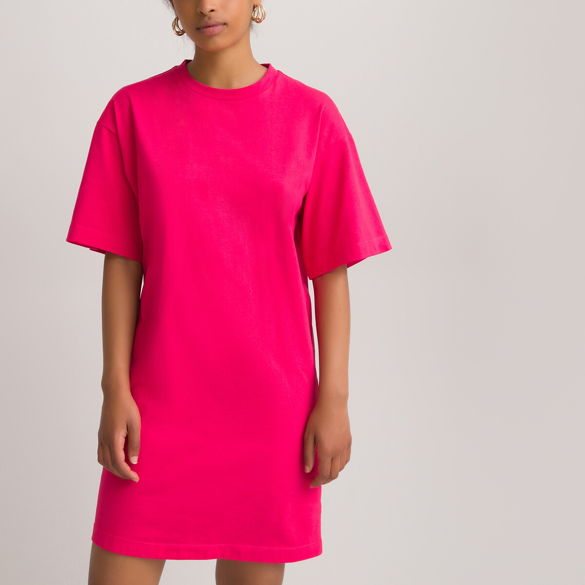 Платье-футболка LaRedoute Короткое круглый вырез S розовый, размер S - фото 1