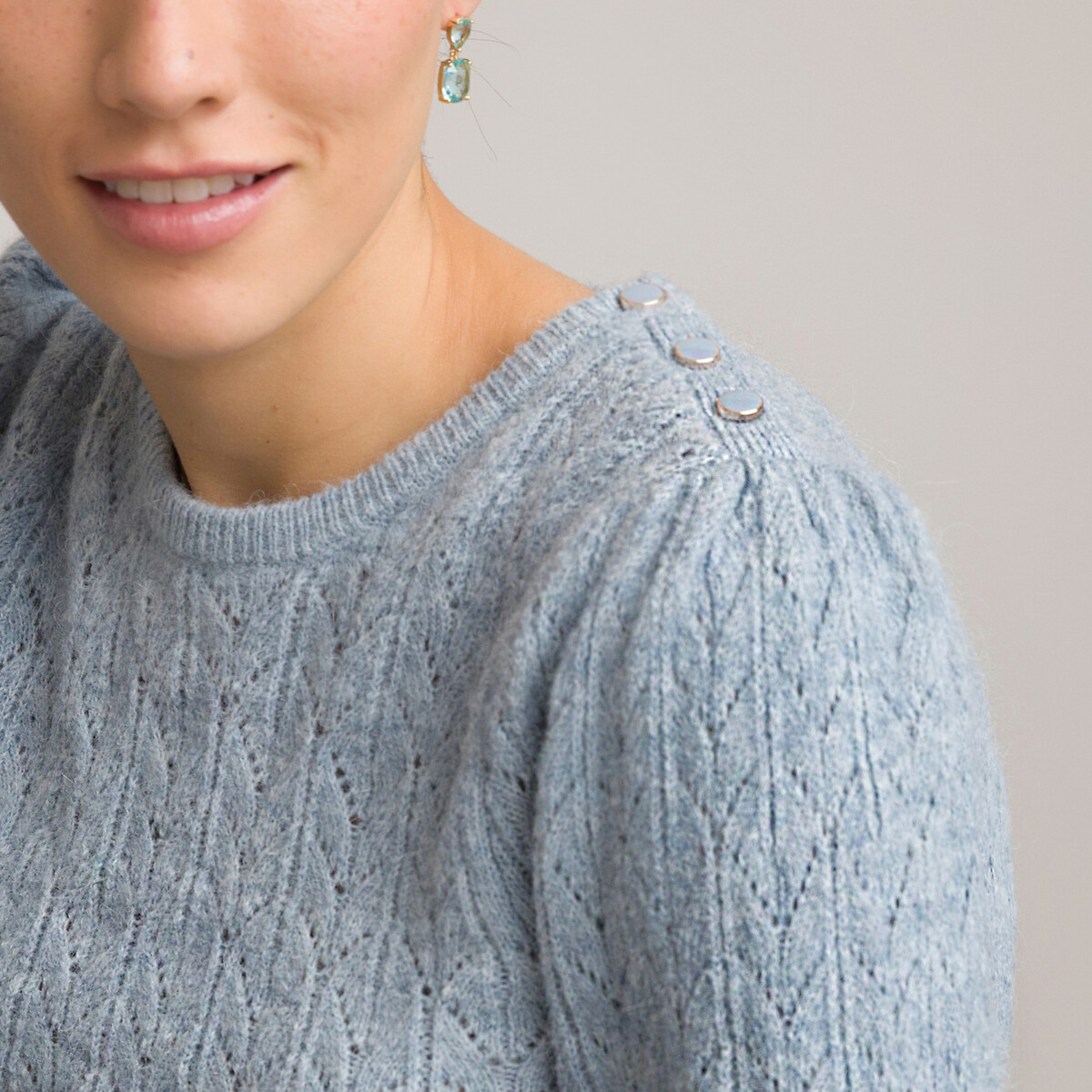 Пуловер LA REDOUTE COLLECTIONS С круглым вырезом из трикотажа пуантель M синий, размер M - фото 3