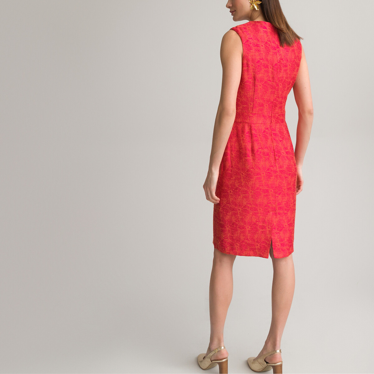 Платье ANNE WEYBURN Прямое жаккардовое средней длины 46 розовый, размер 46 - фото 4