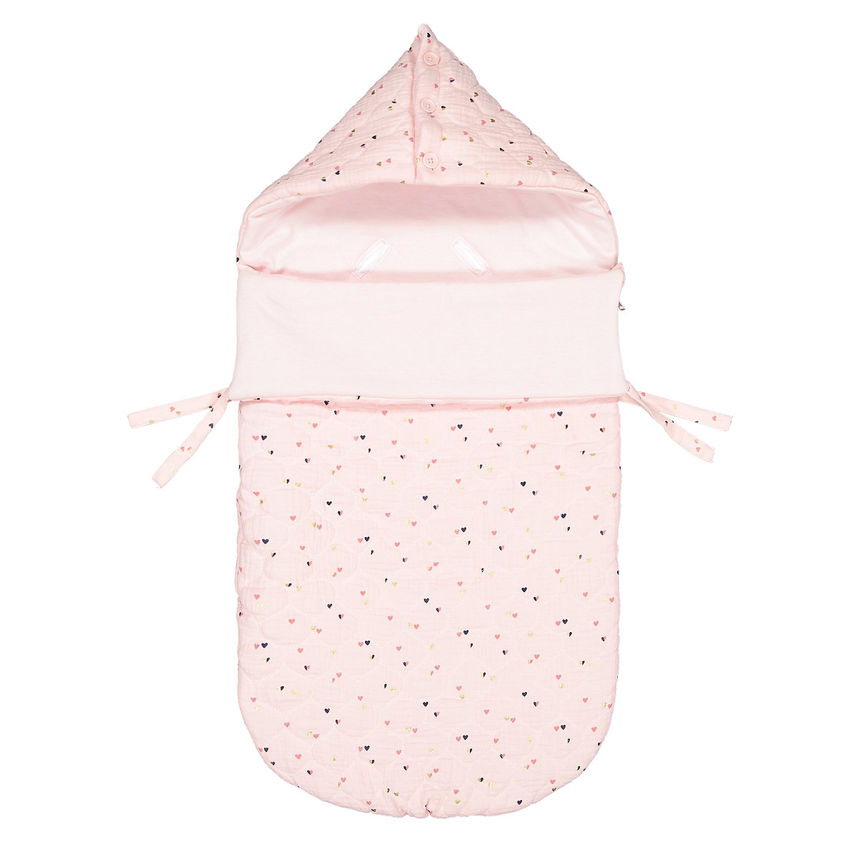 Конверт La Redoute Для новорожденных с капюшоном и рисунком единый размер розовый - фото 1