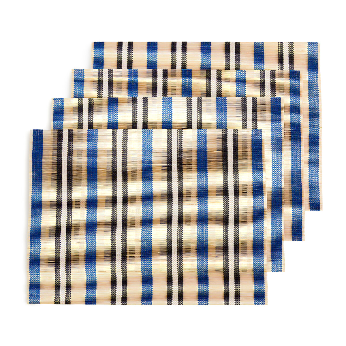 Комплект из четырех прямоугольных подложек под столовые приборы из бамбука Retan  единый размер синий LaRedoute