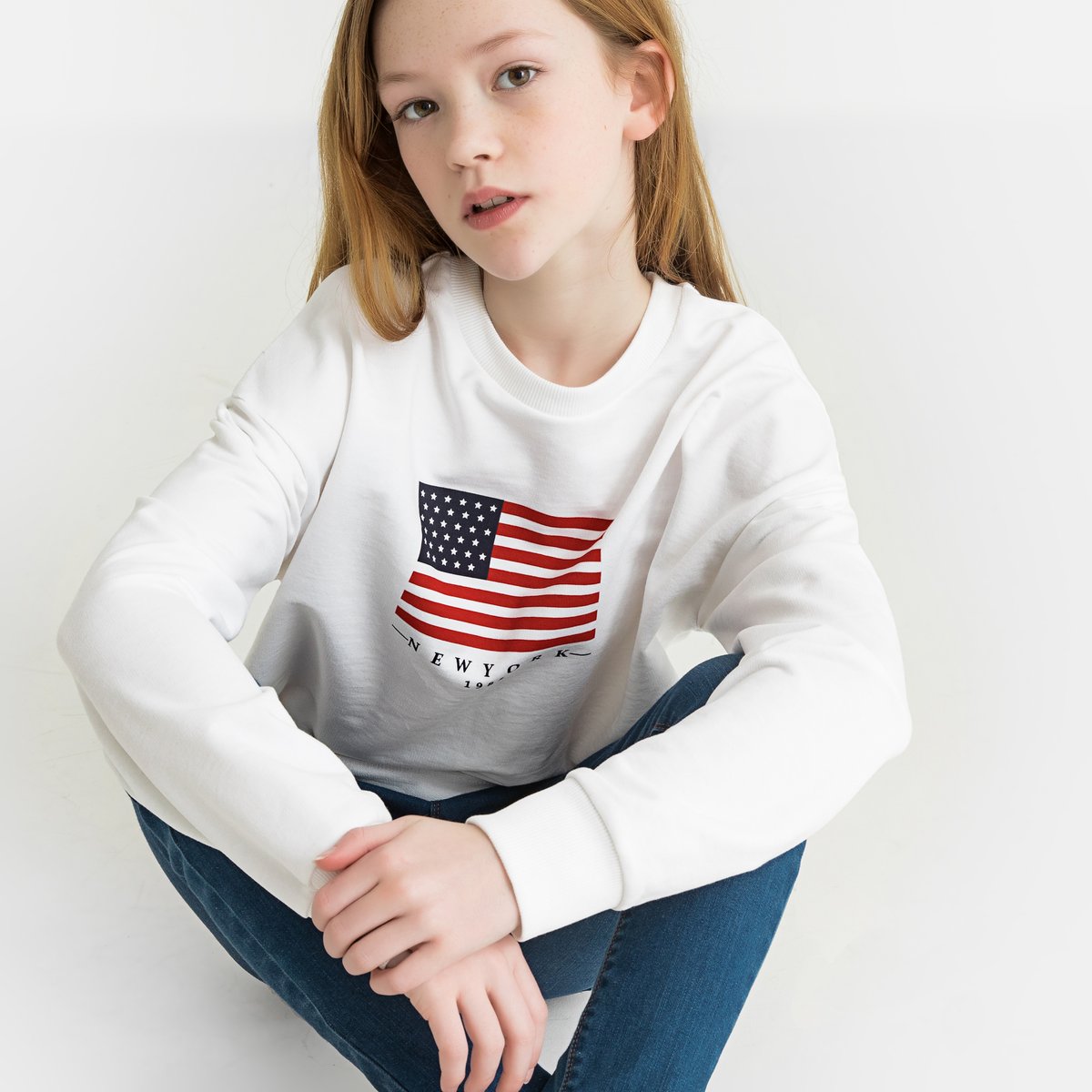 

Свитшот с флагом US на груди 10-18 лет, Белый