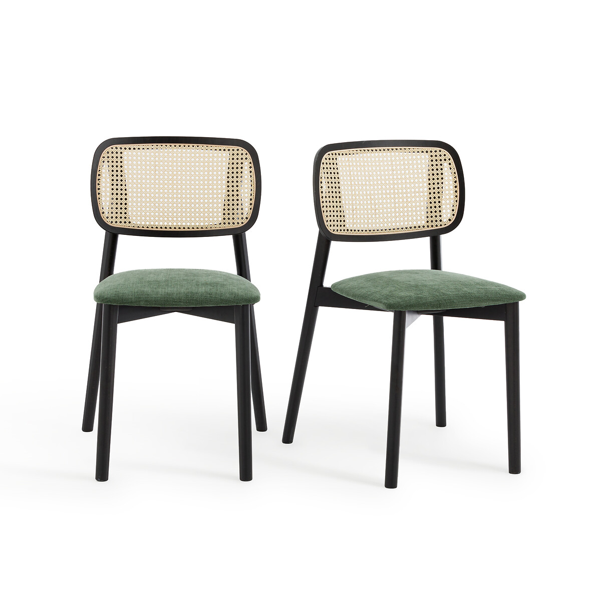 Комплект из 2 стульев из Бука и плетения Rivio единый размер зеленый