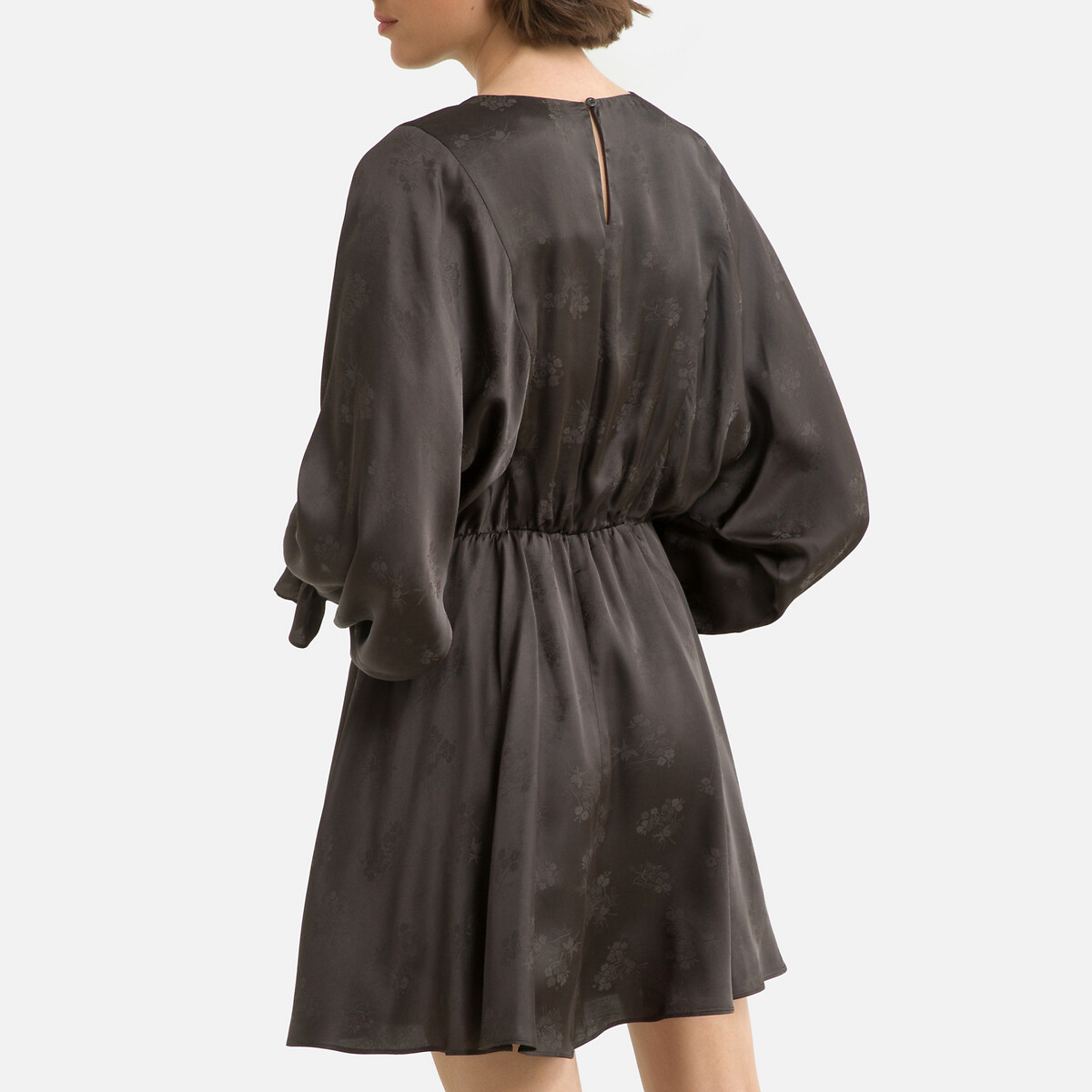 Платье LaRedoute Короткое расклешенное с жаккардовым рисунком M серый, размер M - фото 4