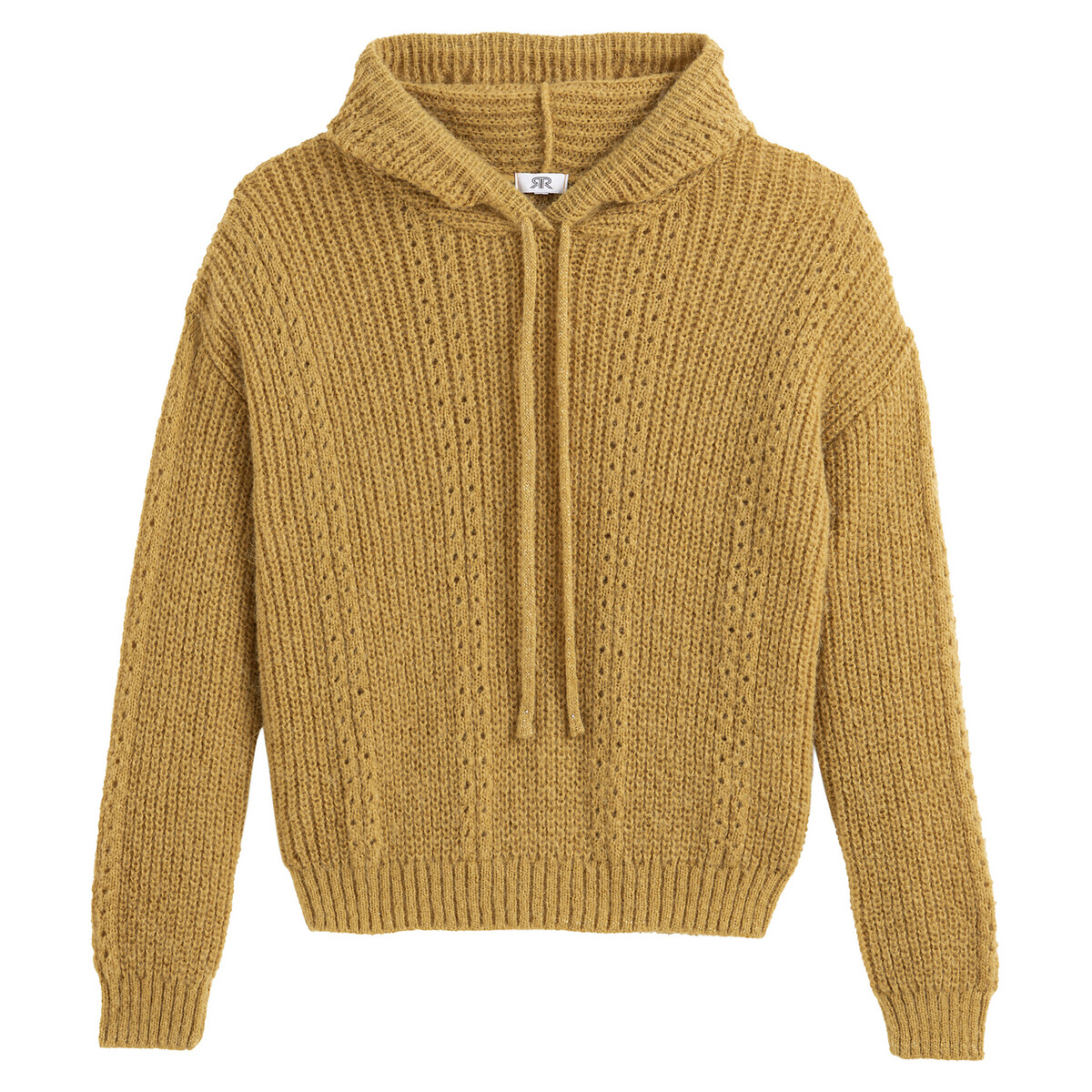 Пуловер LaRedoute С капюшоном из трикотажа-пуантель L желтый, размер L - фото 5
