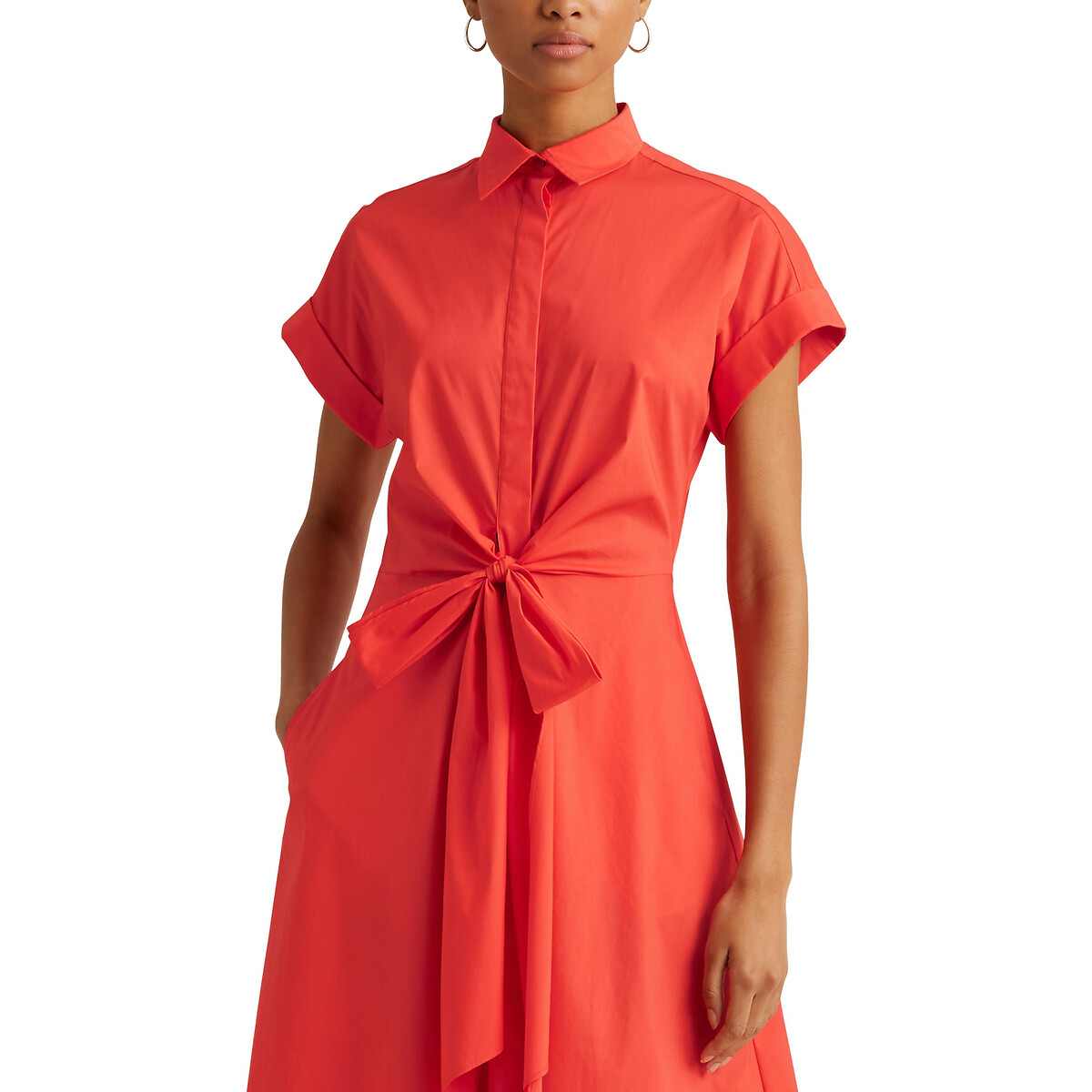 Платье-рубашка LAUREN RALPH LAUREN С короткими рукавами S оранжевый, размер S - фото 2