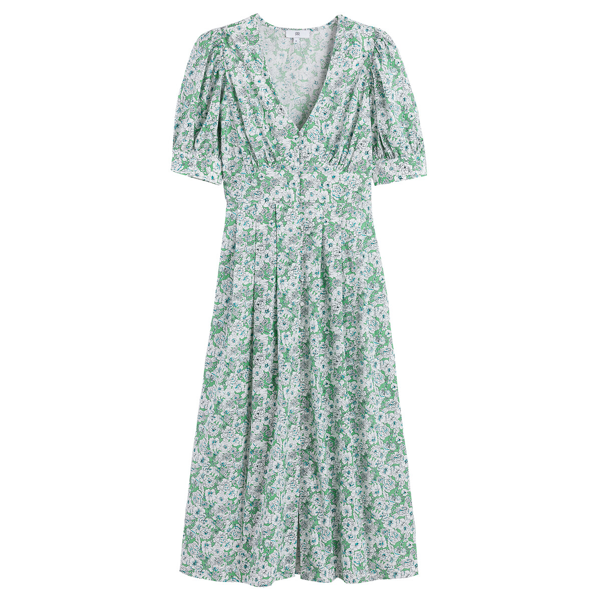 Платье Длинное расклешенное с V-образным вырезом 58 зеленый LaRedoute, размер 58 - фото 5