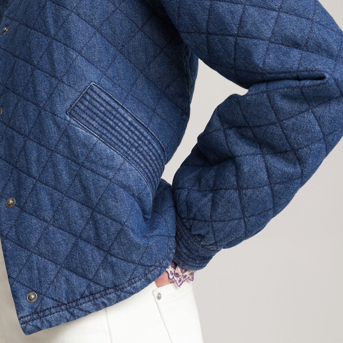 Куртка Короткая из стеганого денима на кнопках 34 (FR) - 40 (RUS) синий
