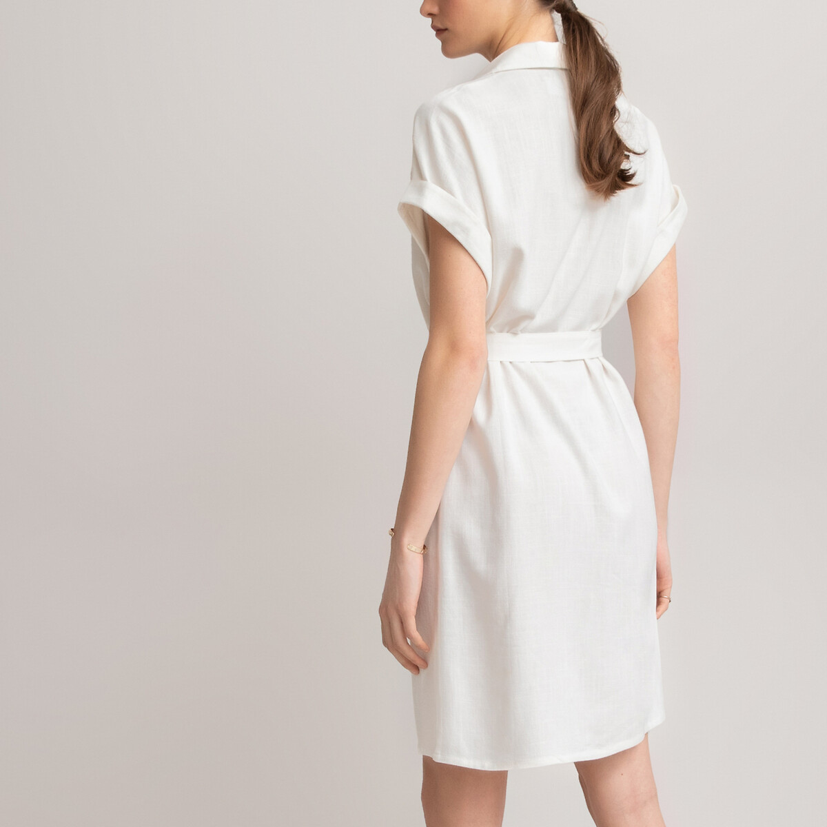 Платье-рубашка LaRedoute С короткими рукавами 36 (FR) - 42 (RUS) белый, размер 36 (FR) - 42 (RUS) С короткими рукавами 36 (FR) - 42 (RUS) белый - фото 3