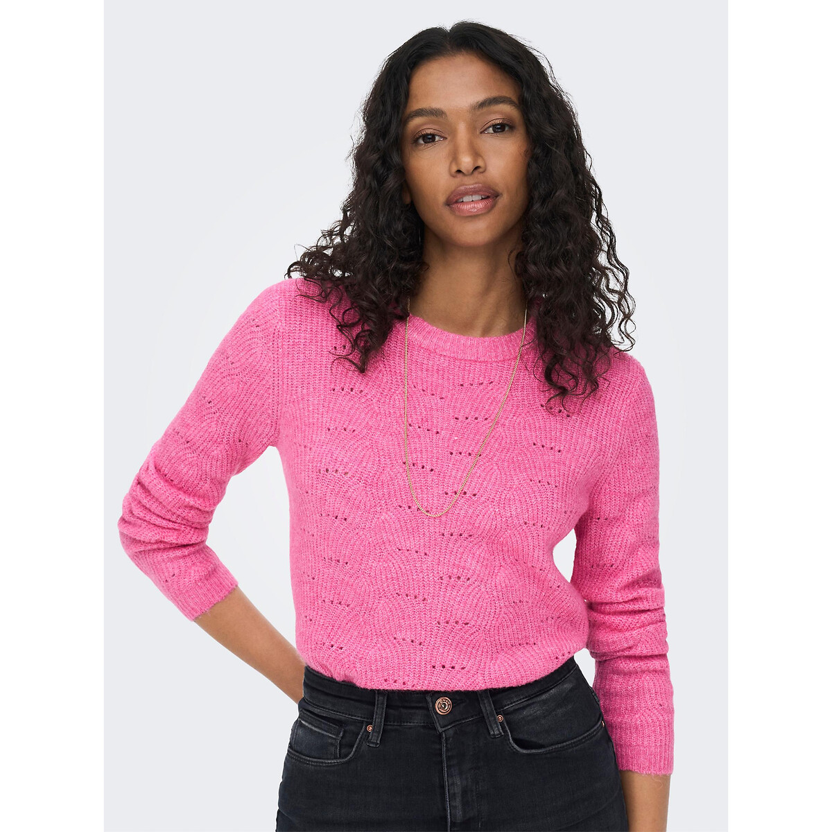 Пуловер из тонкого трикотажа M розовый