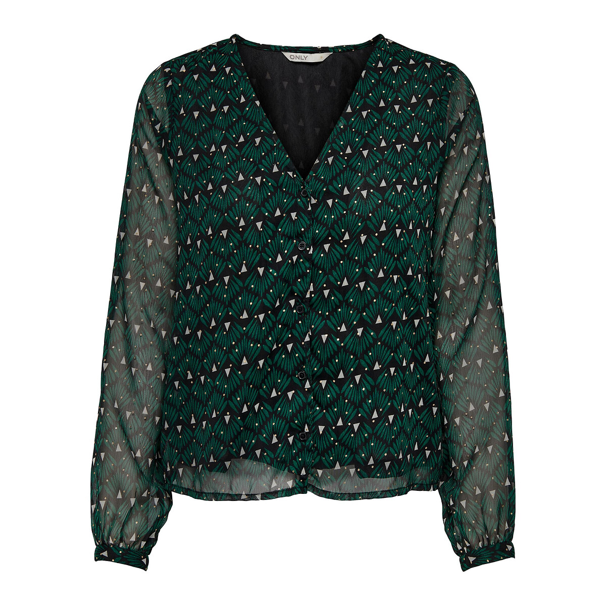 Блузка С принтом и V-образным вырезом L зеленый LaRedoute, размер L - фото 5