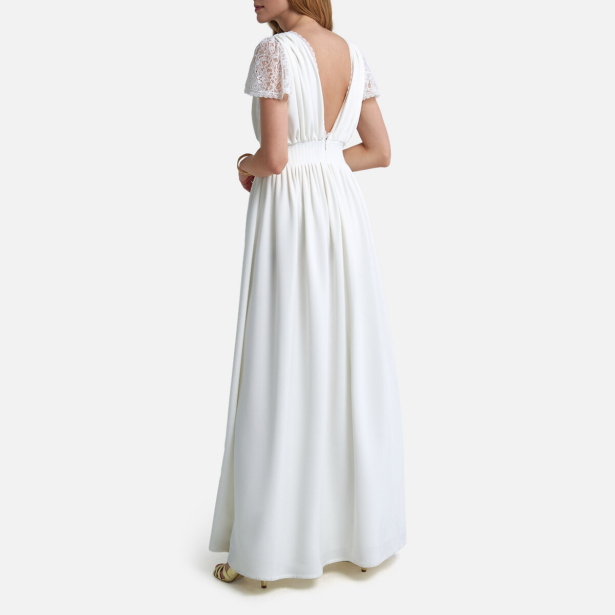 Платье La Redoute Невесты длинное короткие кружевные рукава 42 (FR) - 48 (RUS) белый, размер 42 (FR) - 48 (RUS) Невесты длинное короткие кружевные рукава 42 (FR) - 48 (RUS) белый - фото 3