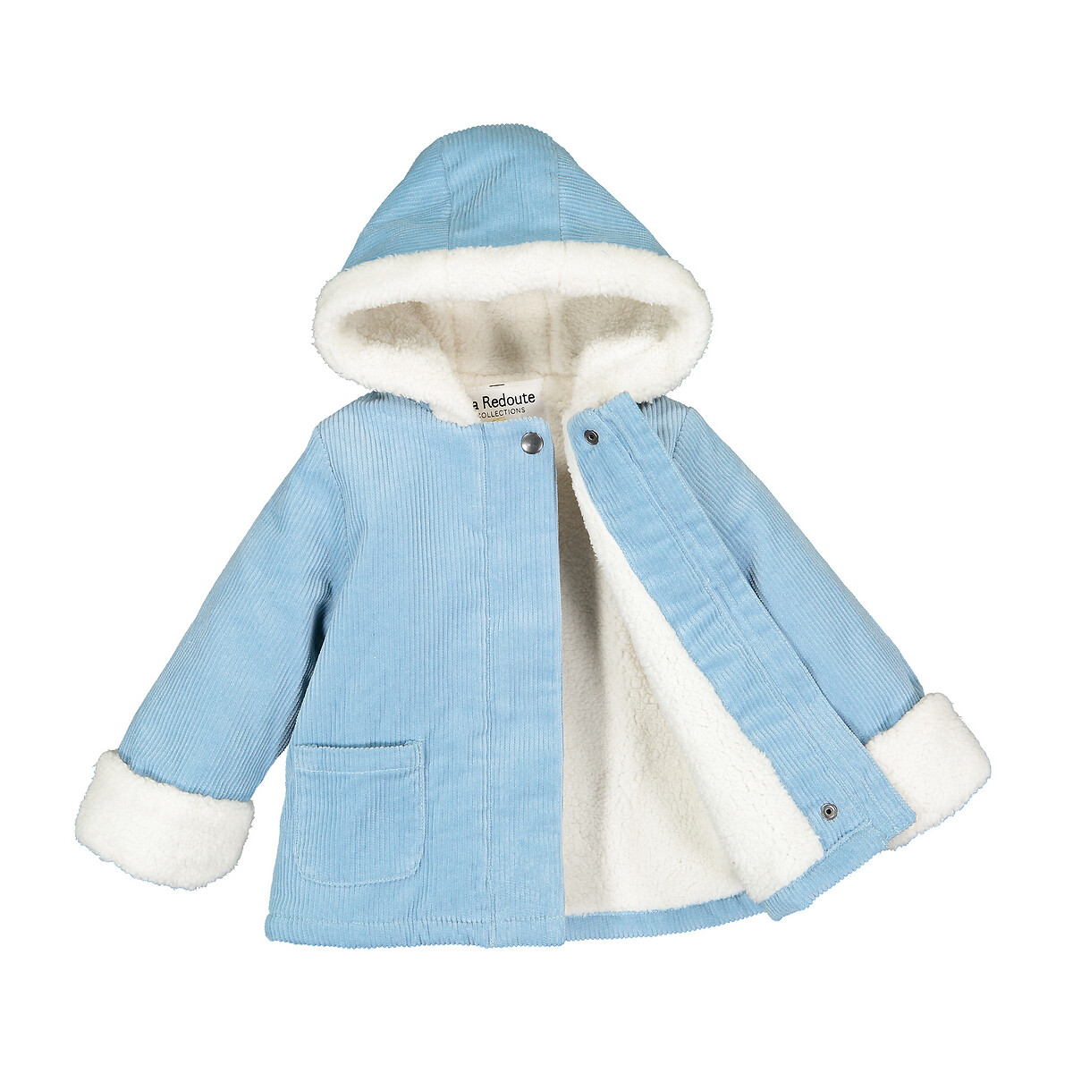 Пальто La Redoute Утепленное из велюра с капюшоном 3 мес-4 года 4 года - 102 см синий, размер 4 года - 102 см - фото 3