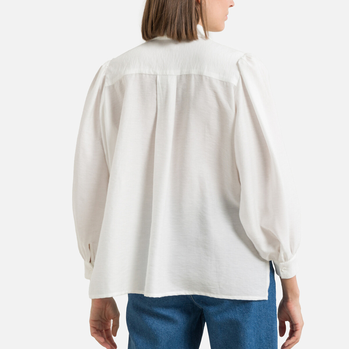Рубашка Однотонная с длинными рукавами 0(XS) белый LaRedoute, размер 0(XS) Рубашка Однотонная с длинными рукавами 0(XS) белый - фото 4