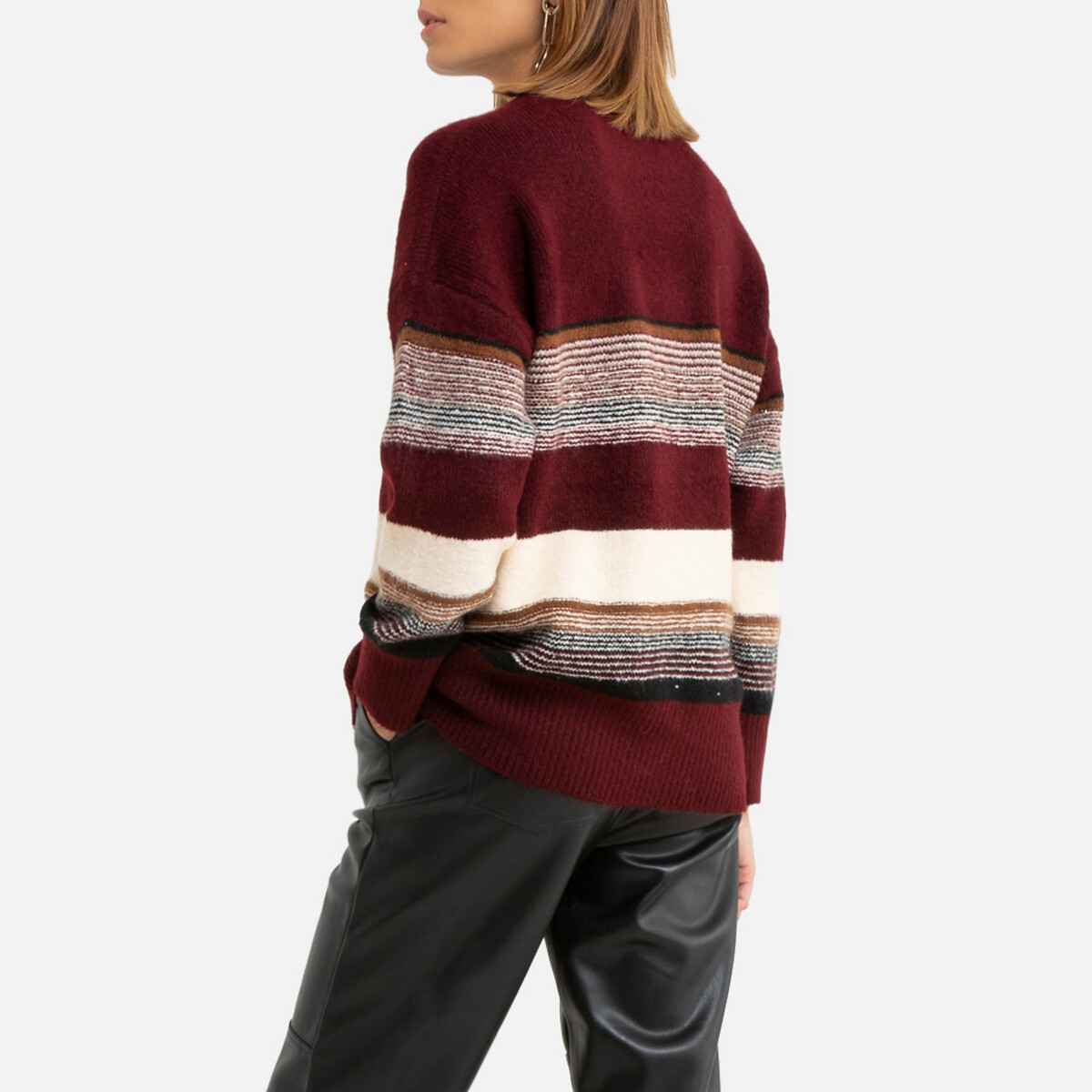 Пуловер La Redoute В полоску из плотного трикотажа M/L красный, размер M/L В полоску из плотного трикотажа M/L красный - фото 4