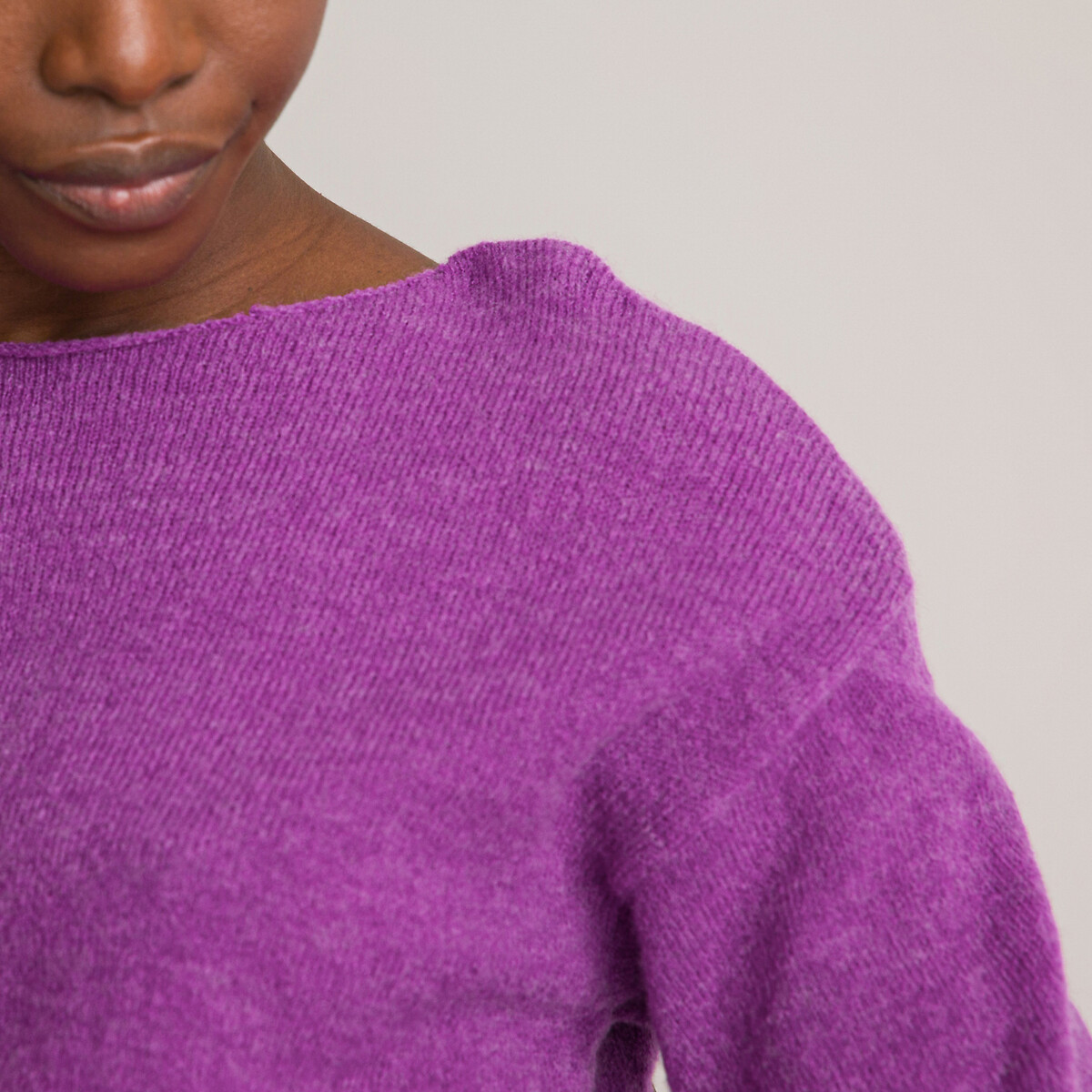 Пуловер Вырез-лодочка M фиолетовый LaRedoute, размер M - фото 3