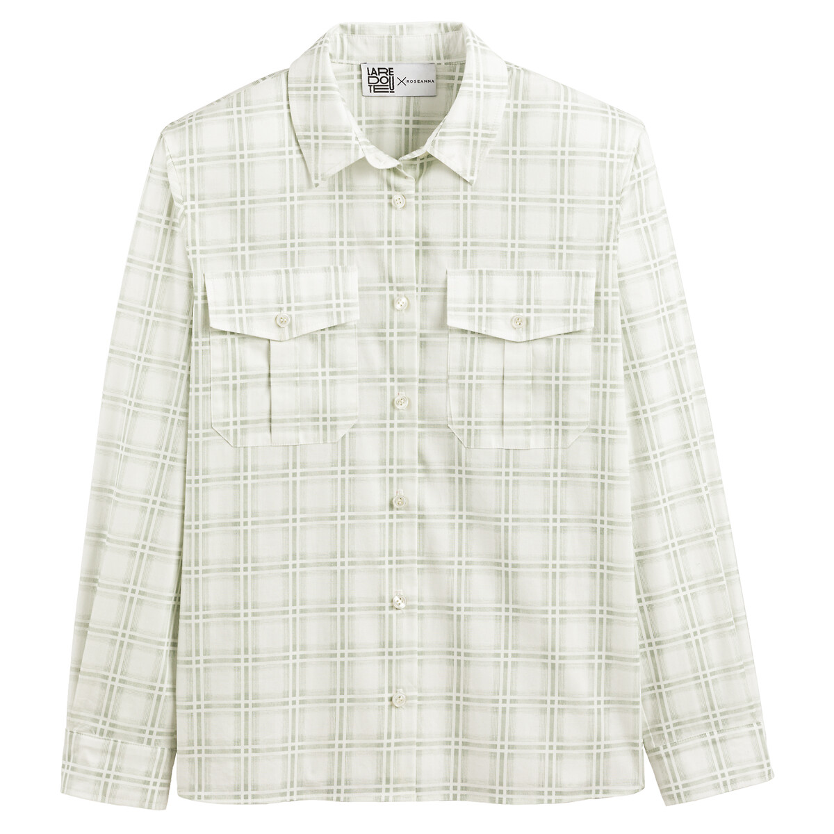 Рубашка с длинными рукавами в клетку 36 (FR) - 42 (RUS) зеленый юбка с запахом в клетку 36 fr 42 rus розовый