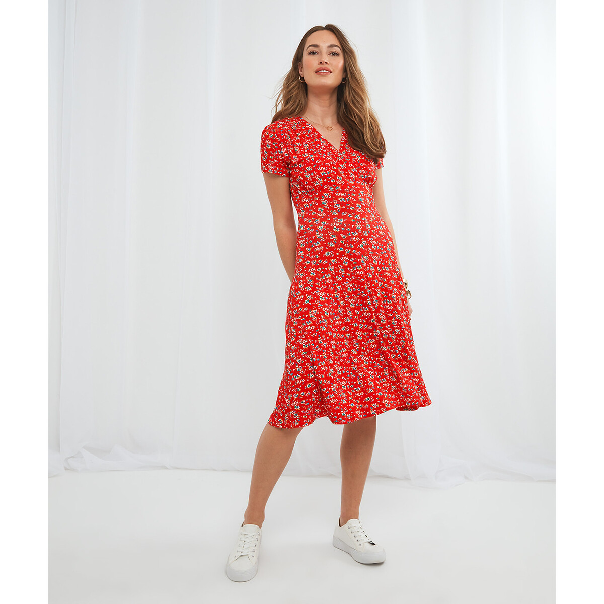 Платье JOE BROWNS Короткое с эффектом запаха приталенное 42 красный, размер 42 - фото 1