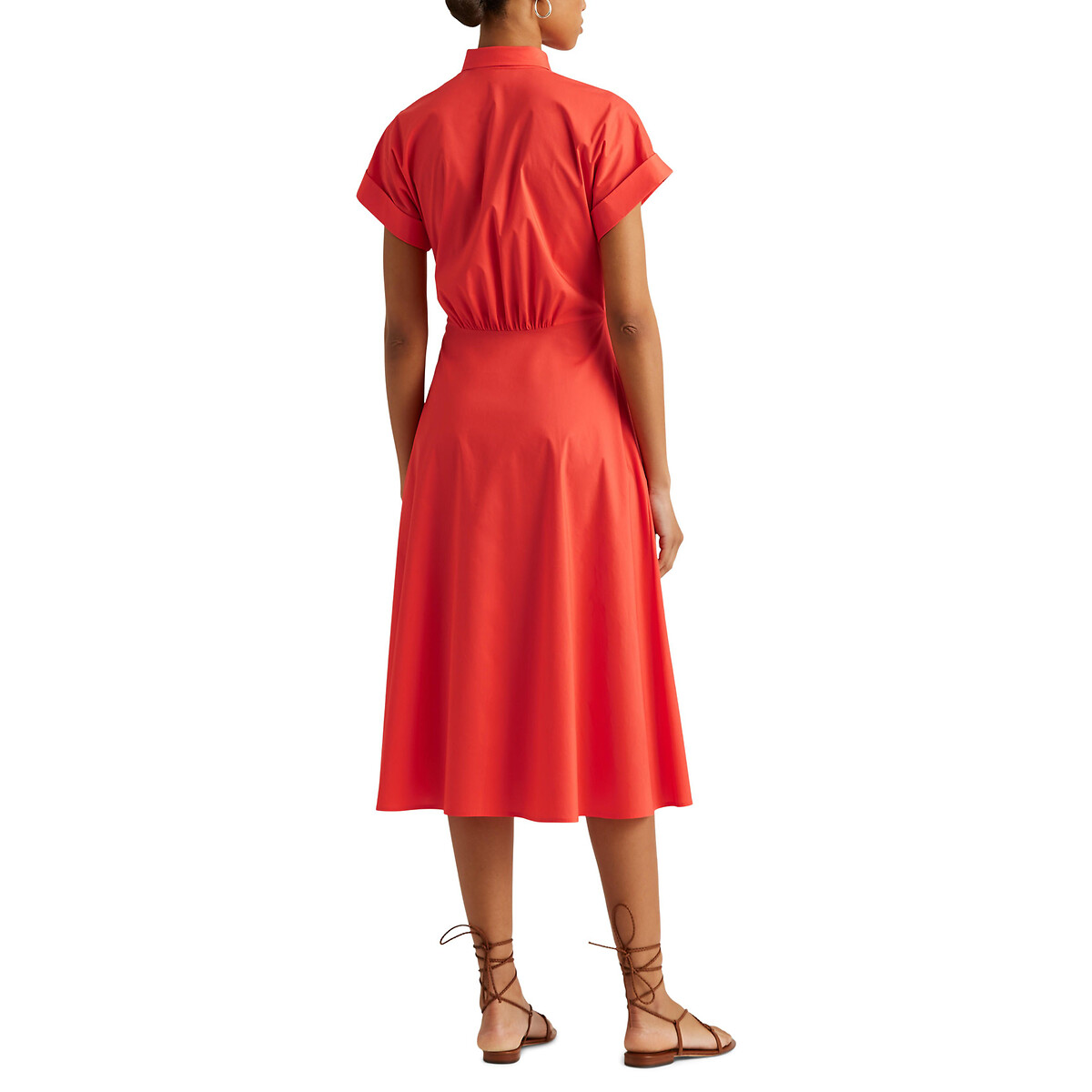 Платье-рубашка LAUREN RALPH LAUREN С короткими рукавами S оранжевый, размер S - фото 3