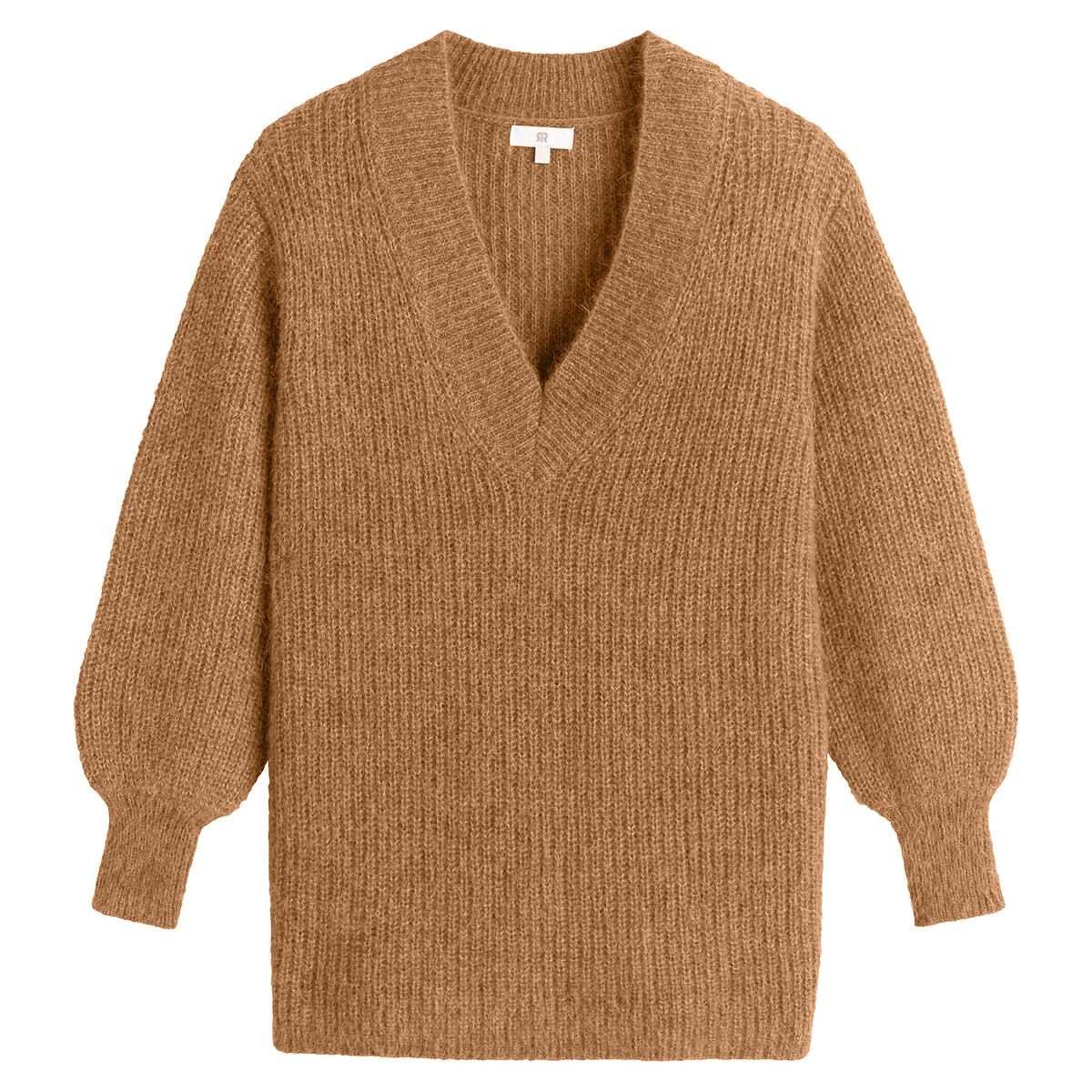 Пуловер LA REDOUTE COLLECTIONS С V-образным вырезом L каштановый, размер L - фото 5