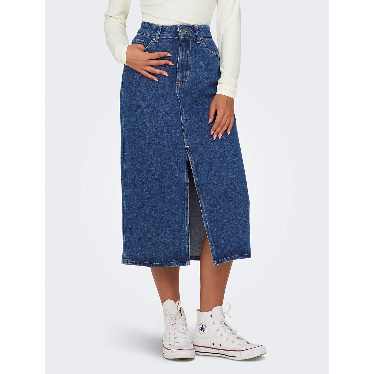 Юбка-миди из джинсовой ткани XL синий юбка длинная из джинсовой ткани xs синий