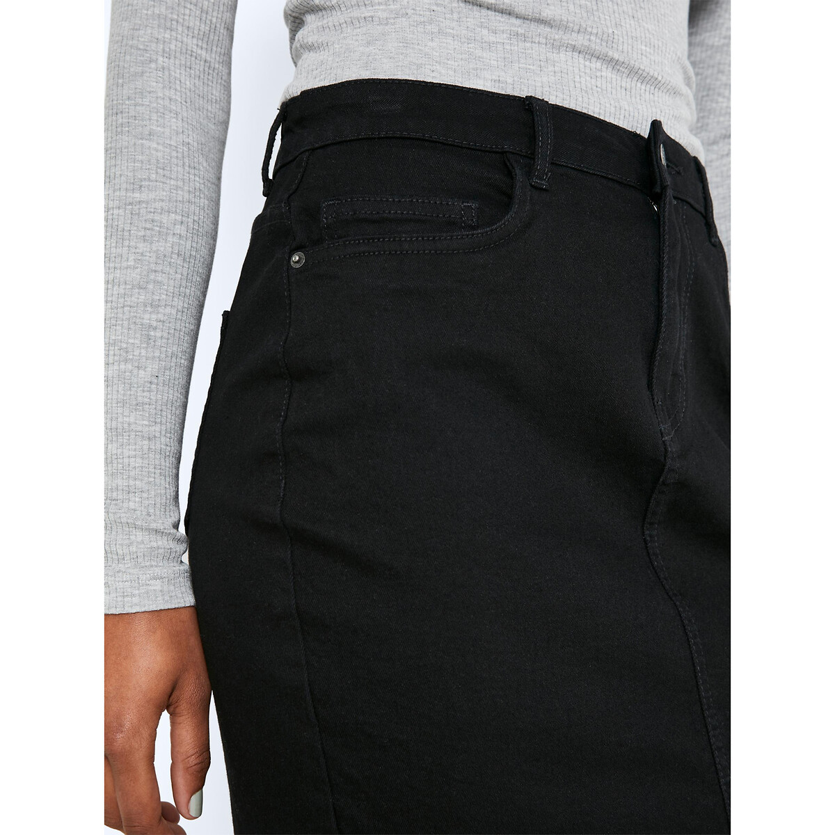 Юбка NOISY MAY Прямая джинсовая с завышенной талией XL черный, размер XL - фото 5