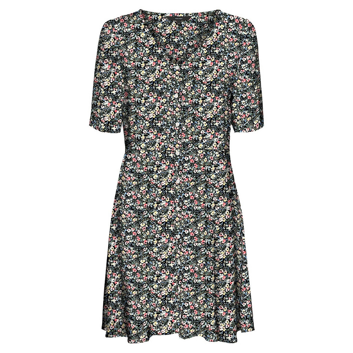 

Платье La Redoute, Черный, Короткое с цветочным рисунком и V-образным вырезом XS черный