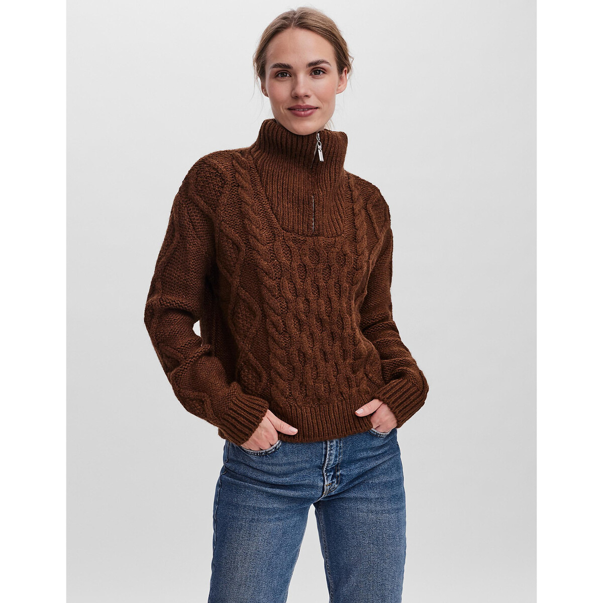 Пуловер Широкий из плотного трикотажа XS каштановый