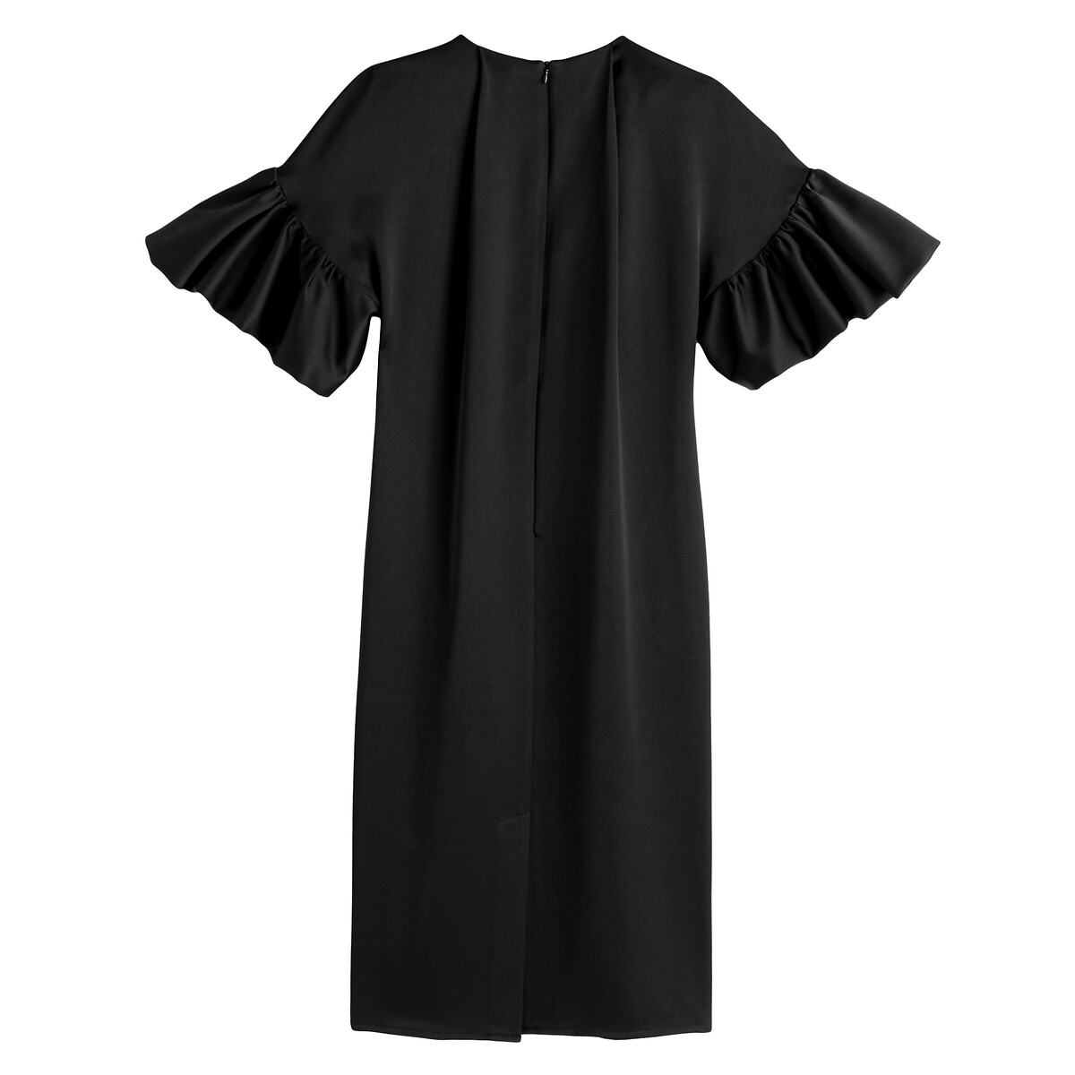Прямое LaRedoute Платье средней длины с короткими рукавами с рюшами 46 черный, размер 46 - фото 2