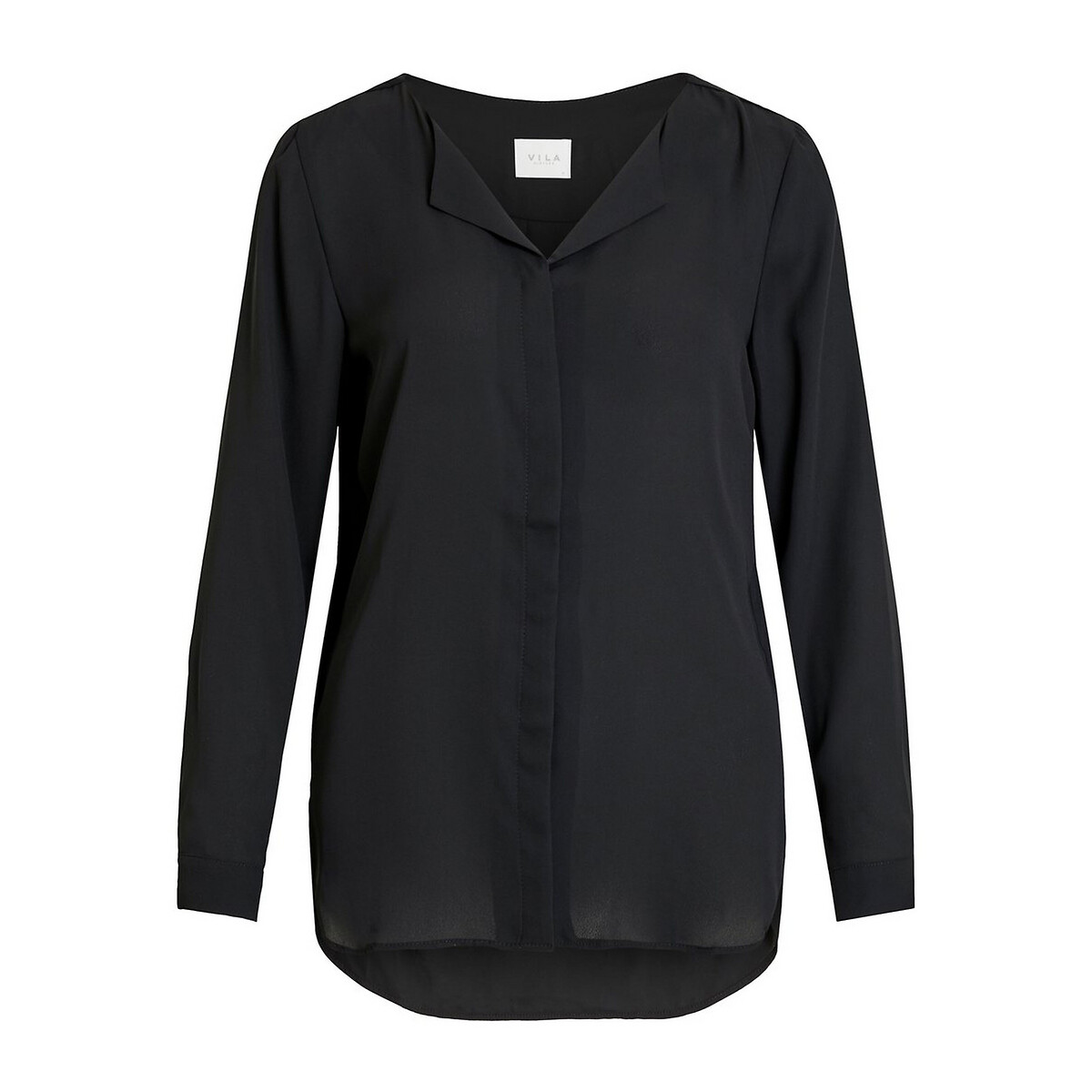 Блузка La Redoute С V-образным вырезом и длинными рукавами S черный, размер S - фото 5