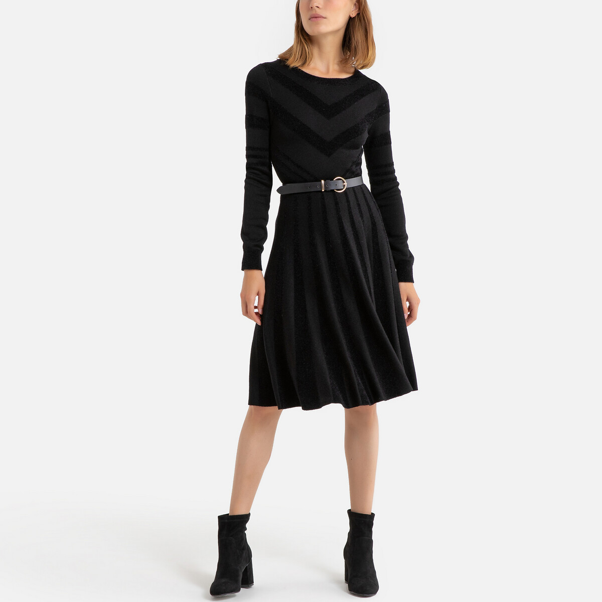 Платье La Redoute Короткое круглый вырез длинные рукава L черный, размер L - фото 2